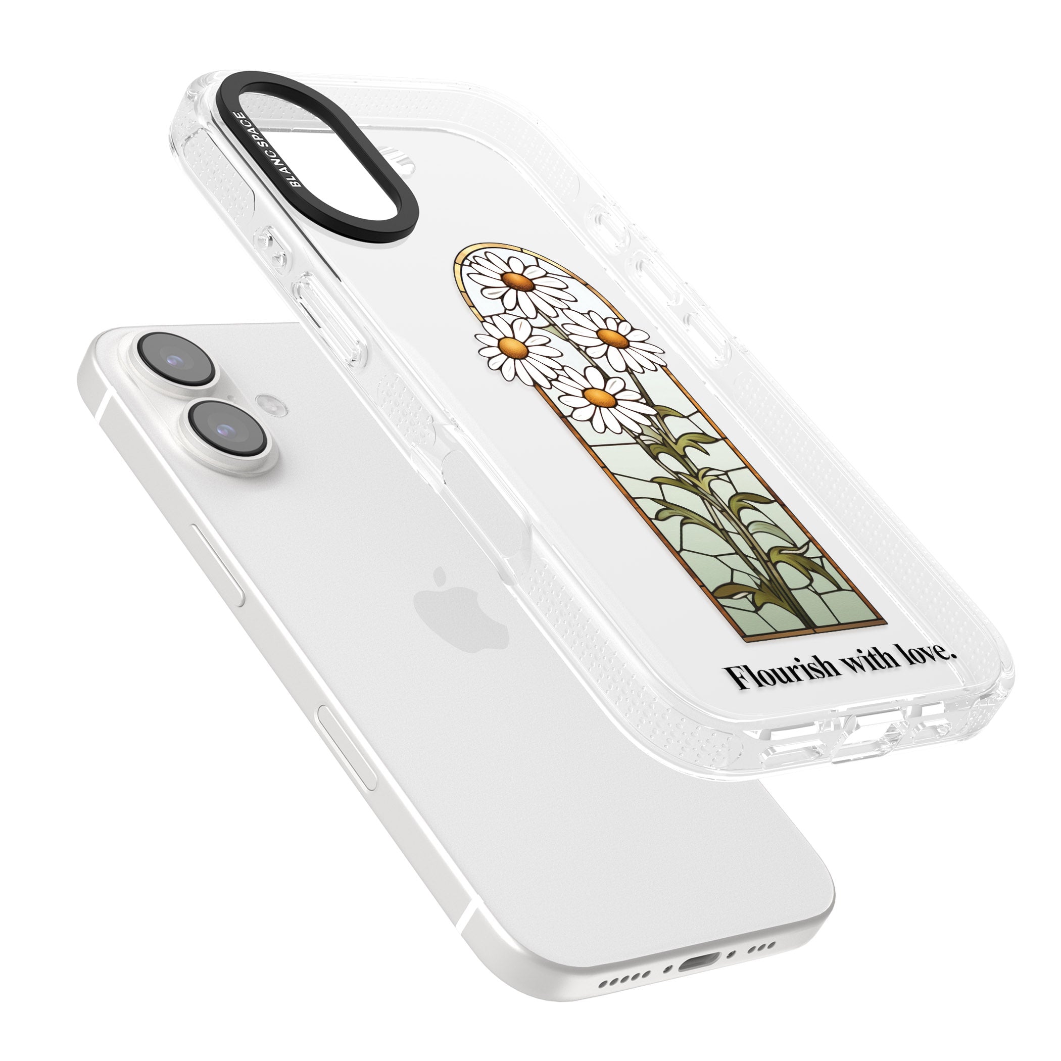 Flourish with love iPhone 16 / 16 Plus Clear Case Impact Air - Blanc Space