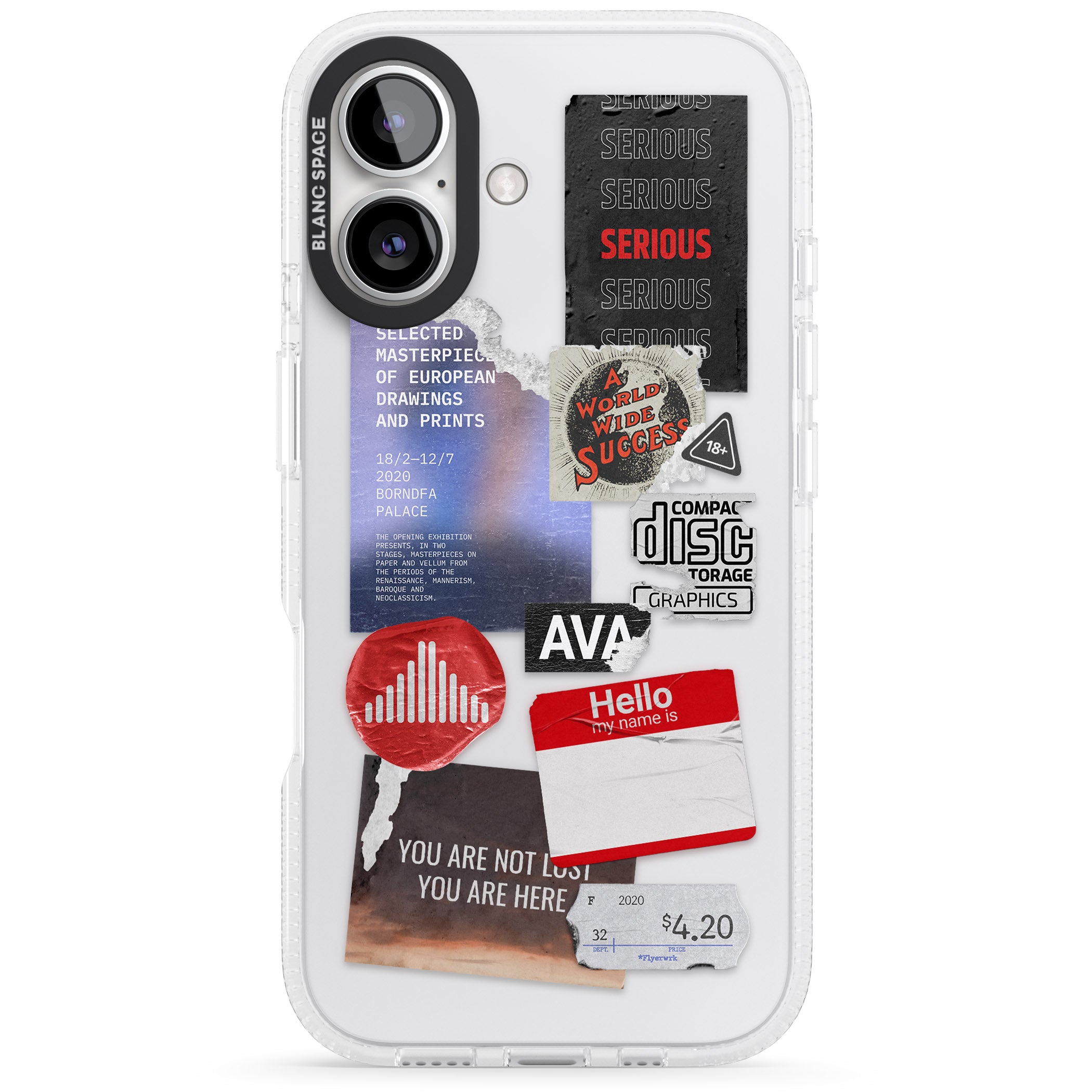 Red & Black Sticker Mix iPhone 16 / 16 Plus Clear Case Impact Air - Blanc Space
