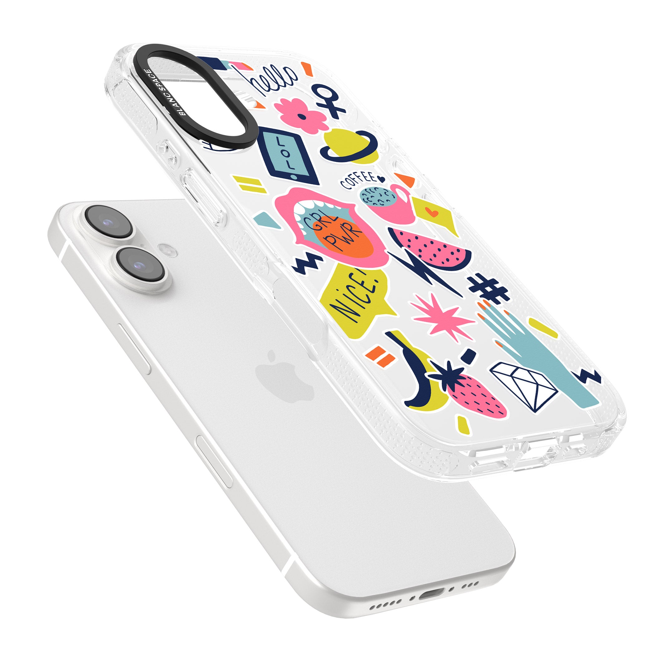 GRL PWR iPhone 16 / 16 Plus Clear Case Impact Air - Blanc Space