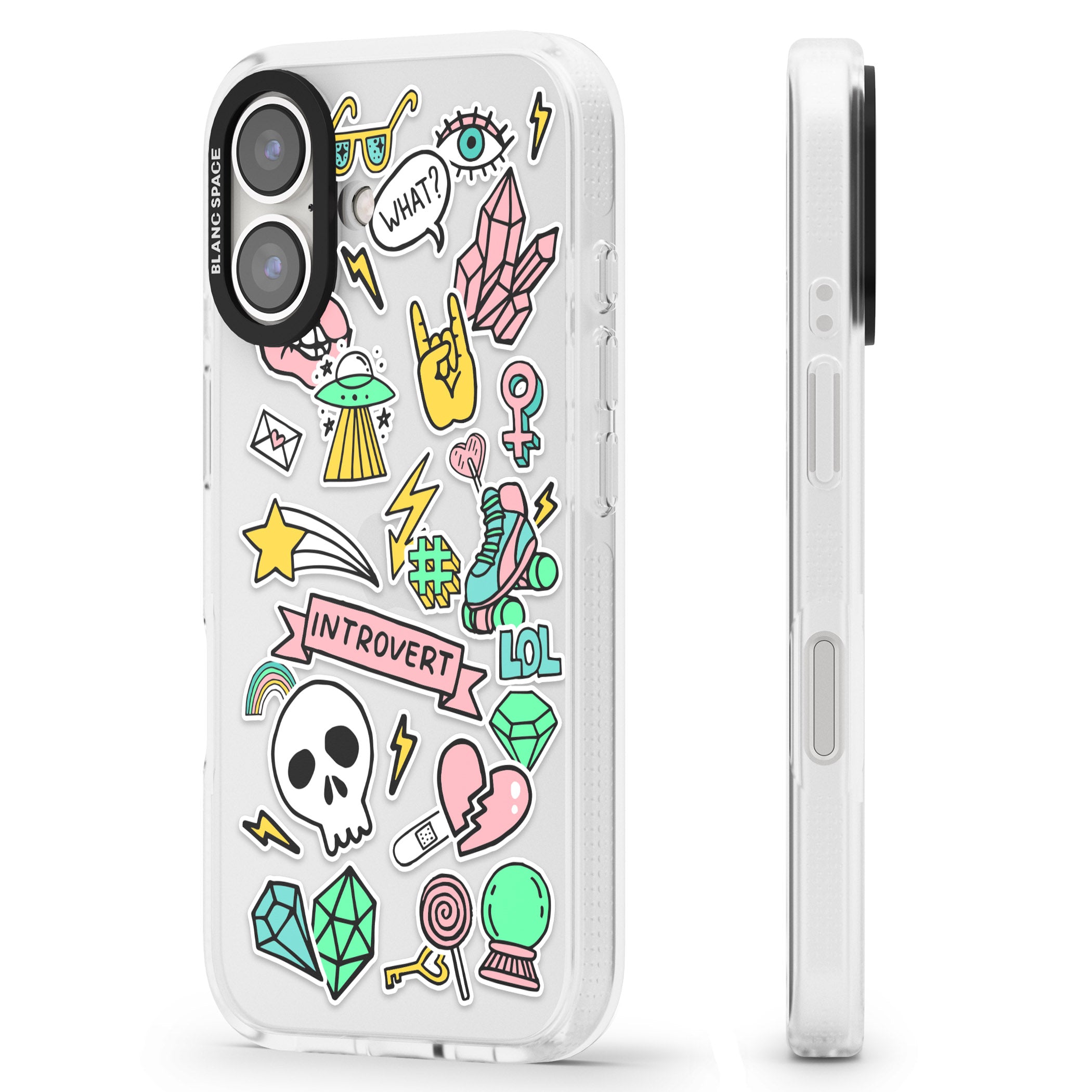 Introvert Sticker iPhone 16 / 16 Plus Clear Case Impact Air - Blanc Space