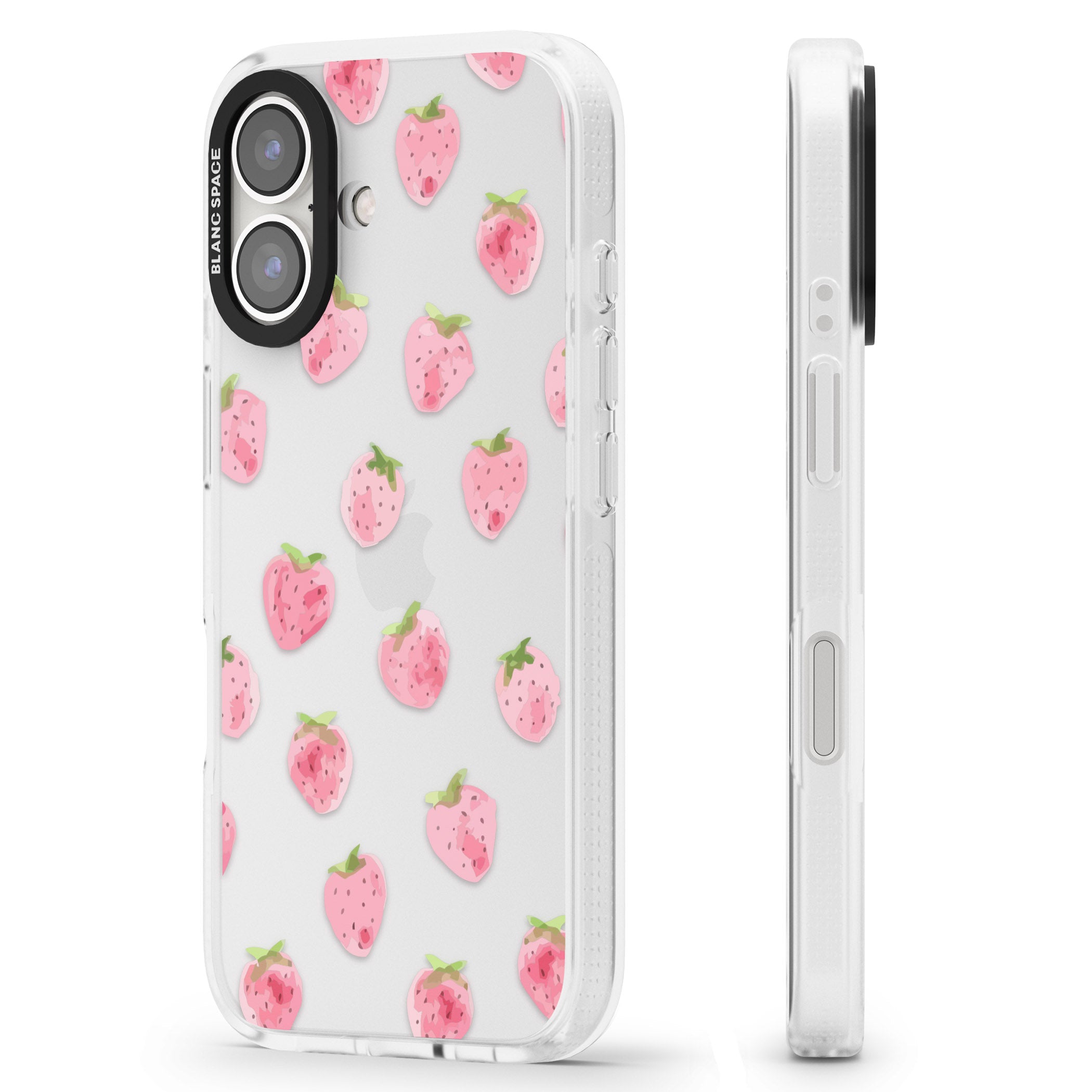 Classic Strawberry iPhone 16 / 16 Plus Clear Case Impact Air - Blanc Space