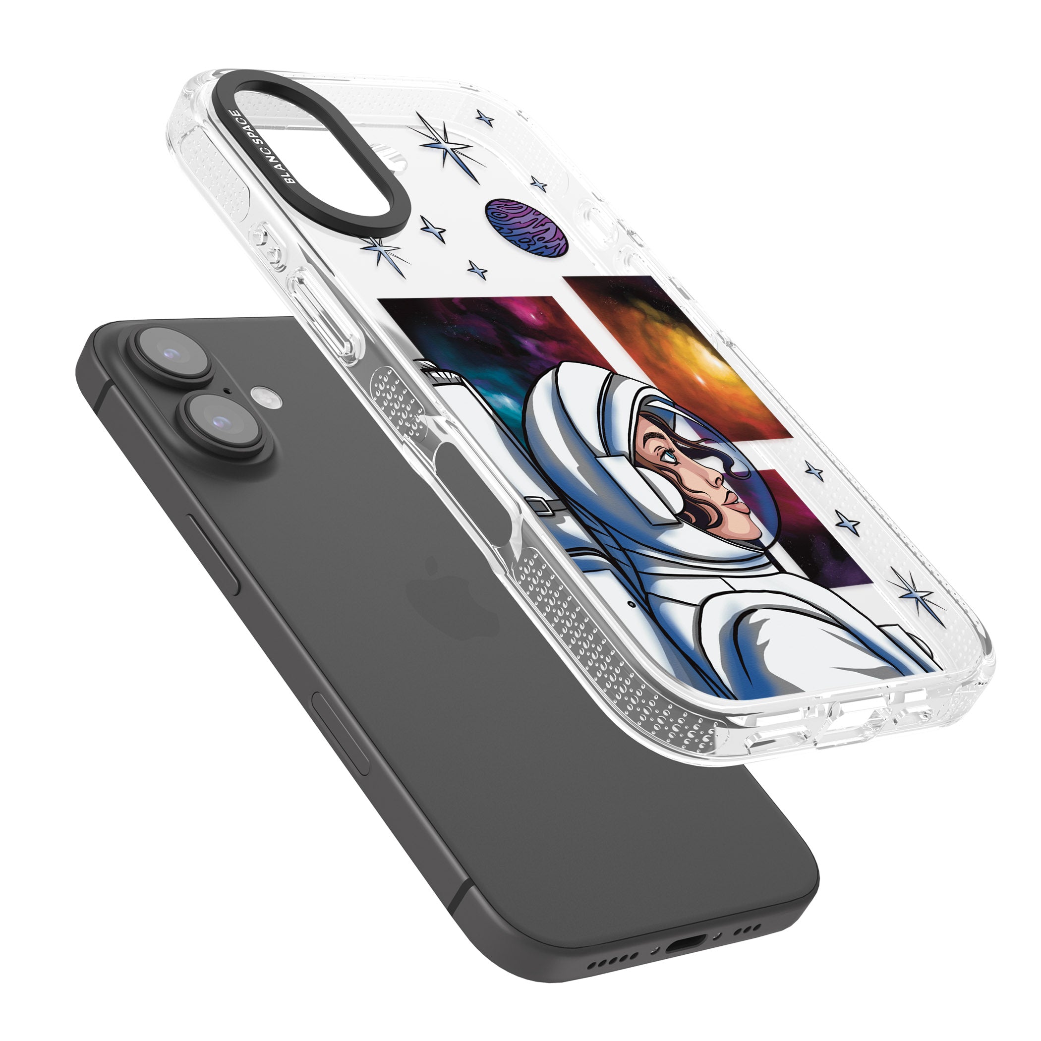 Cosmic Ambition iPhone 16 / 16 Plus Clear Case Impact Air - Blanc Space