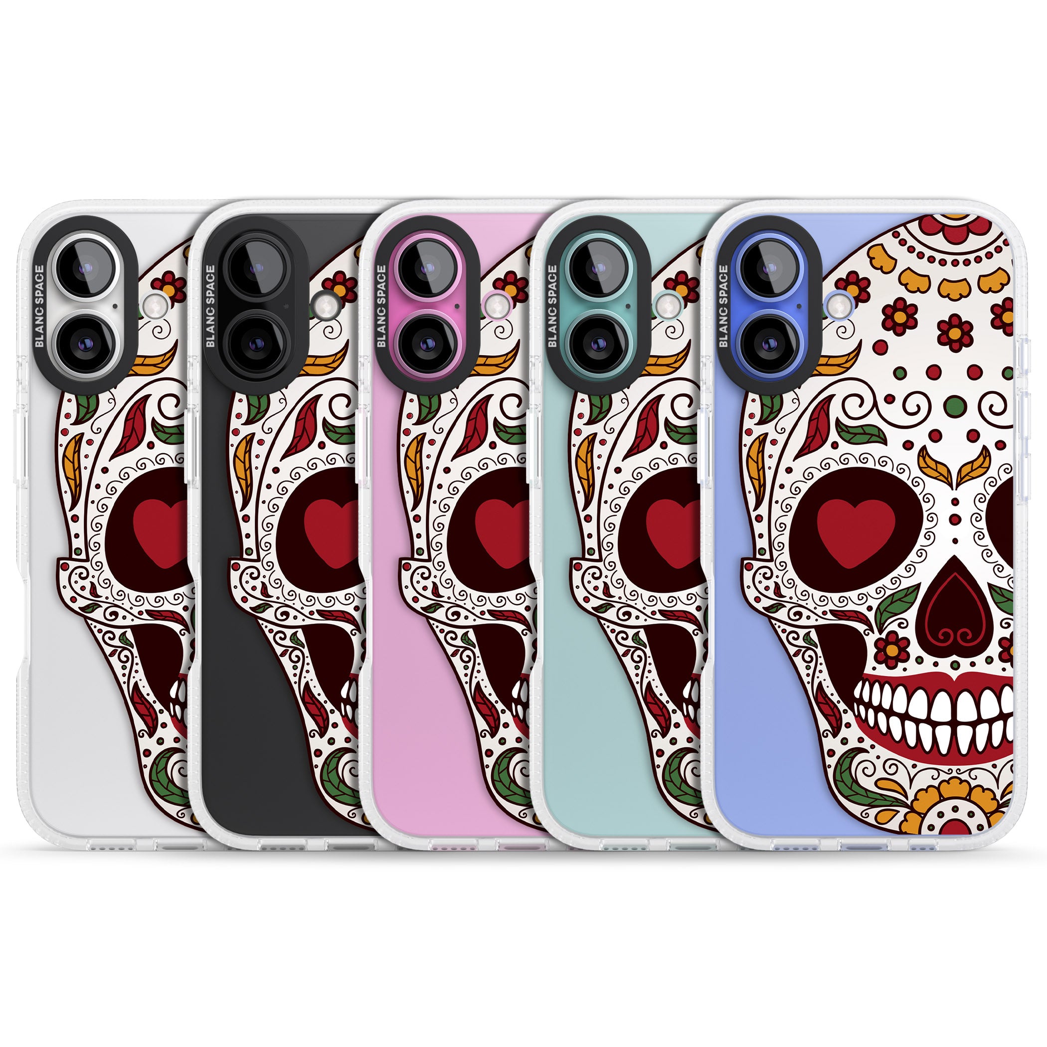 Autumn Sugar Skull iPhone 16 / 16 Plus Clear Case Impact Air - Blanc Space