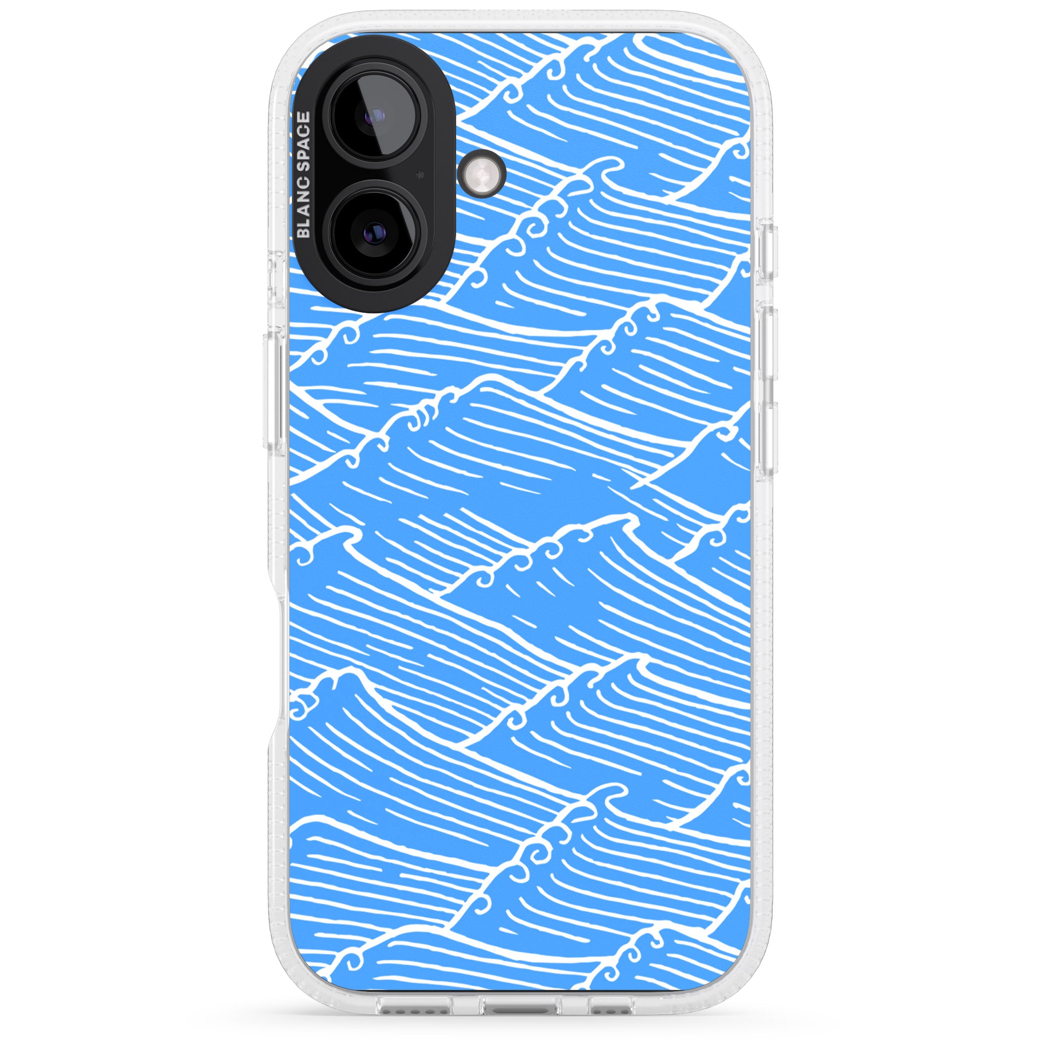 Waves Pattern iPhone 16 / 16 Plus Clear Case Impact Air - Blanc Space