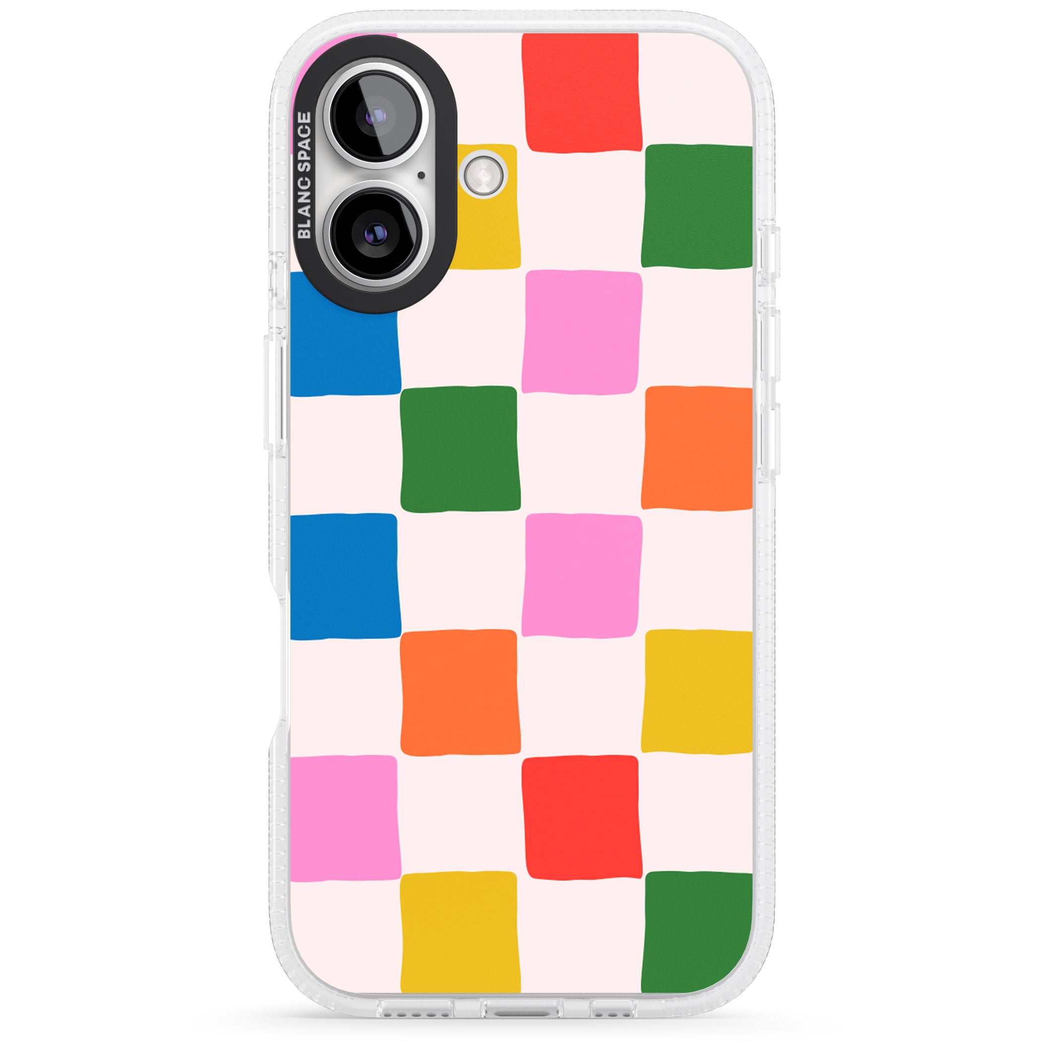 Colour Checked iPhone 16 / 16 Plus Clear Case Impact Air - Blanc Space