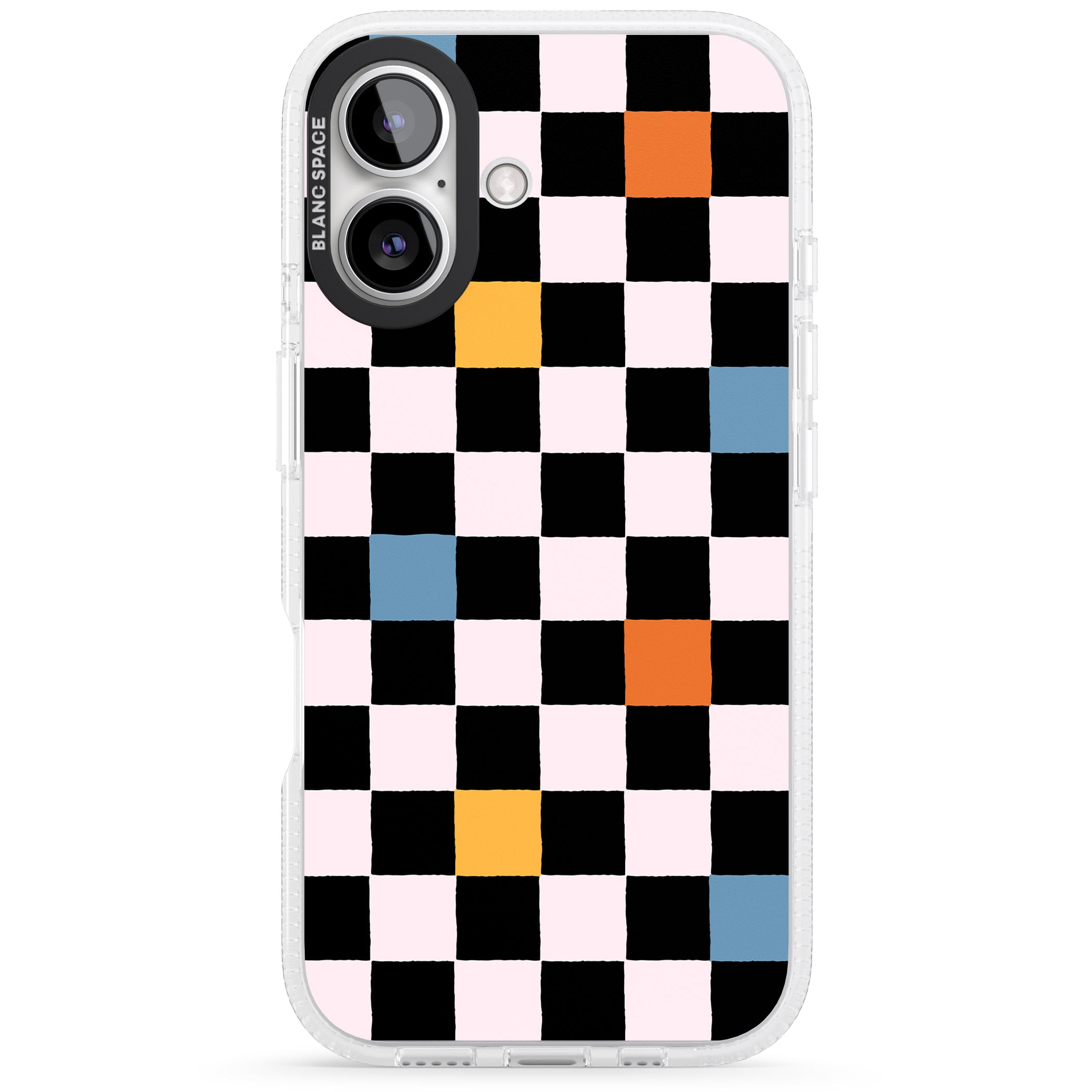 Vibrant Retro Checkered iPhone 16 / 16 Plus Clear Case Impact Air - Blanc Space