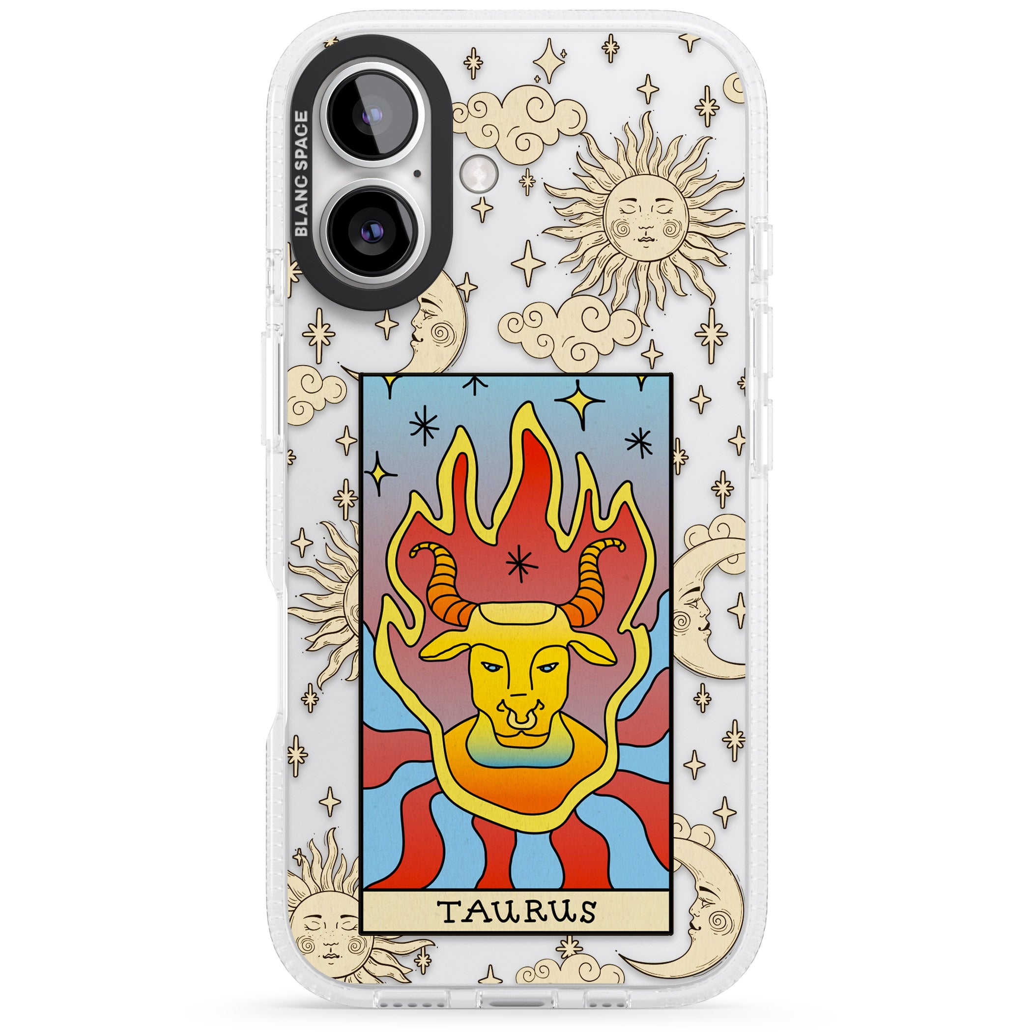 Celestial Zodiac - Taurus iPhone 16 / 16 Plus Clear Case Impact Air - Blanc Space