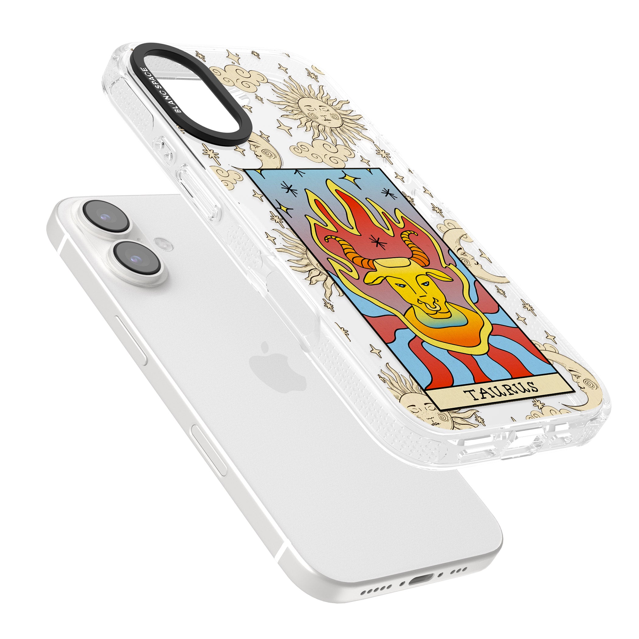 Celestial Zodiac - Taurus iPhone 16 / 16 Plus Clear Case Impact Air - Blanc Space
