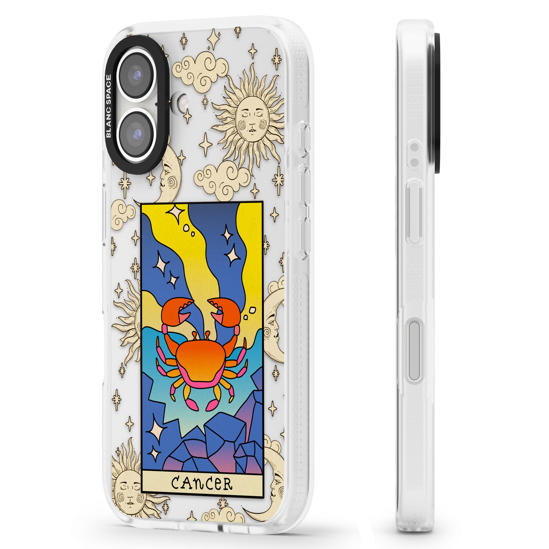 Celestial Zodiac - Cancer iPhone 16 / 16 Plus Clear Case Impact Air - Blanc Space