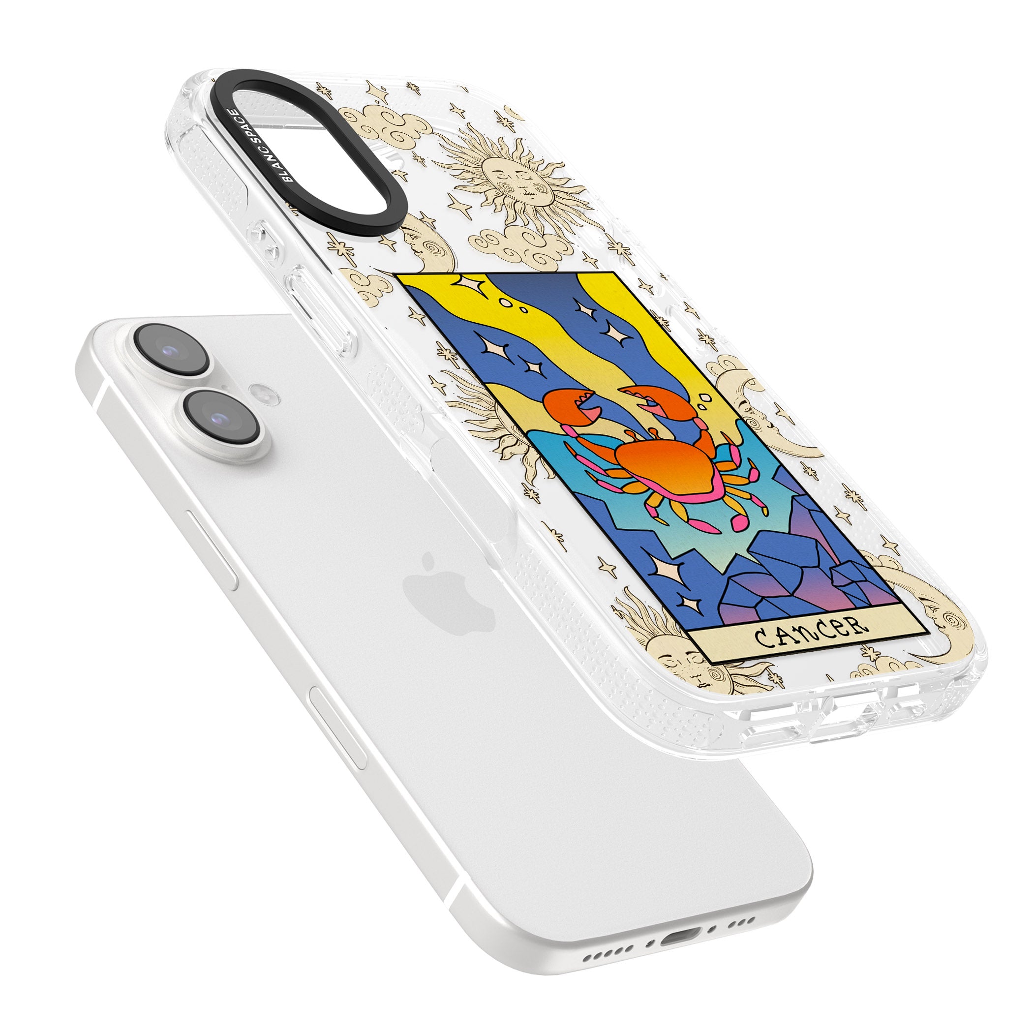 Celestial Zodiac - Cancer iPhone 16 / 16 Plus Clear Case Impact Air - Blanc Space