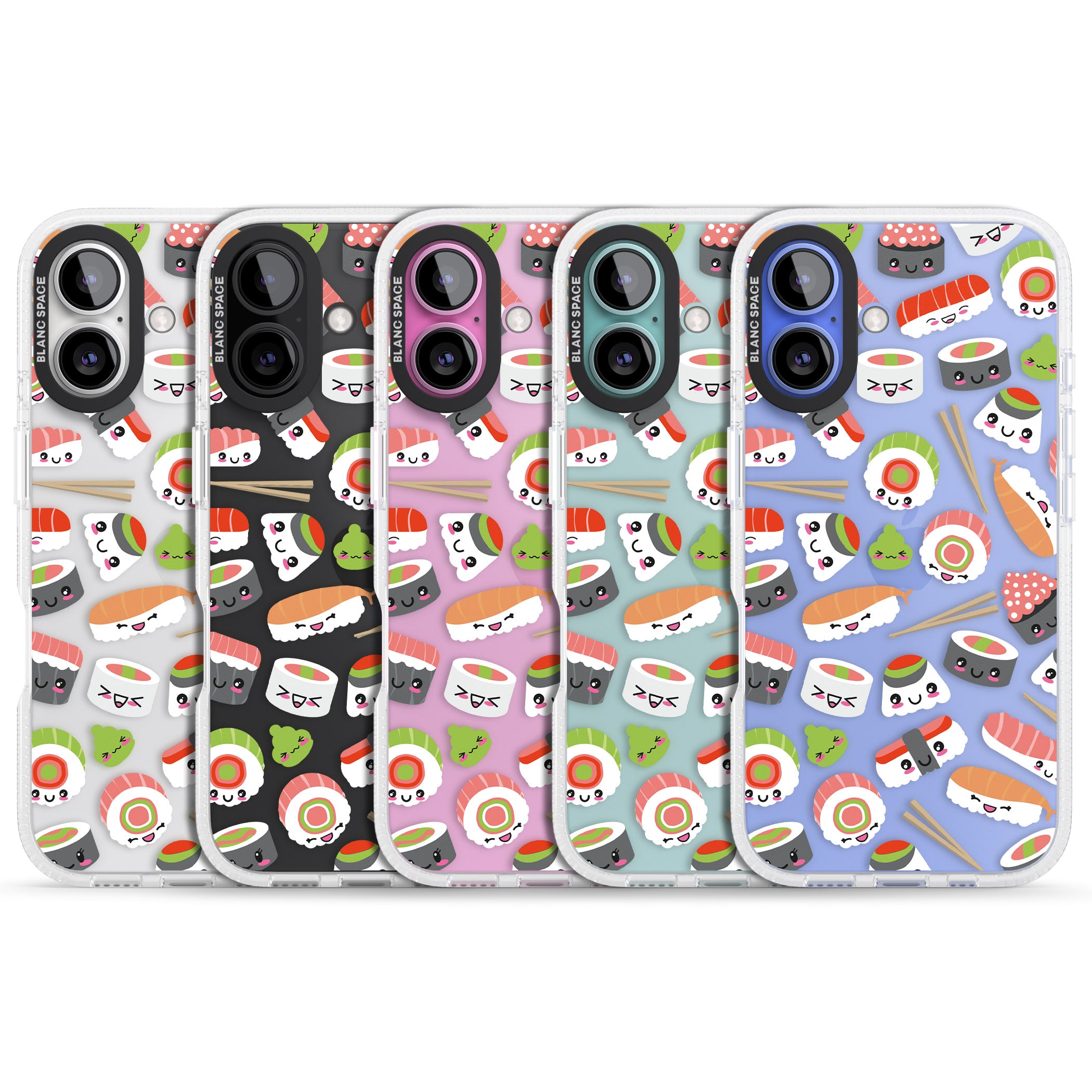 Kawaii Sushi Mix iPhone 16 / 16 Plus Clear Case Impact Air - Blanc Space