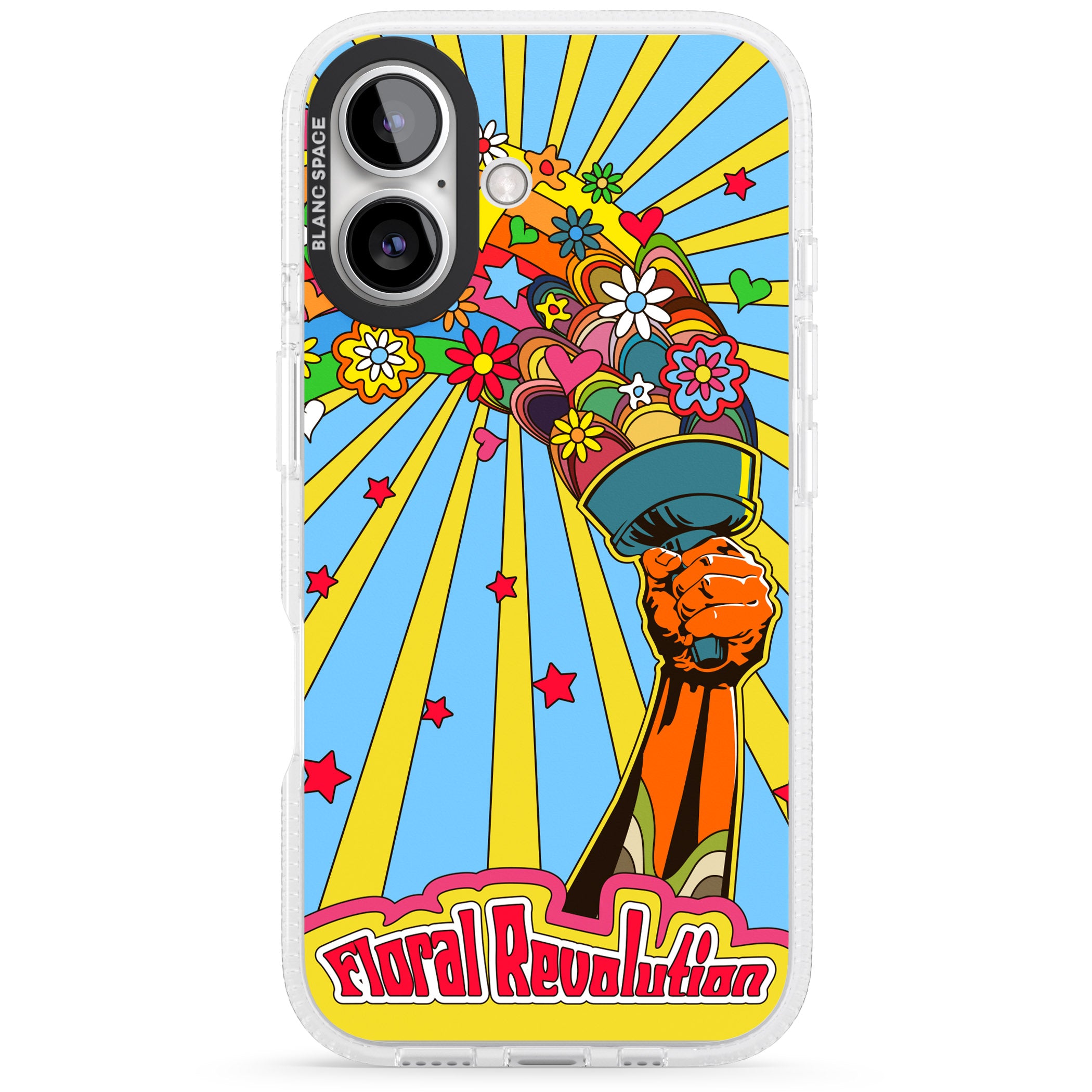 Floral Revolution iPhone 16 / 16 Plus Clear Case Impact Air - Blanc Space