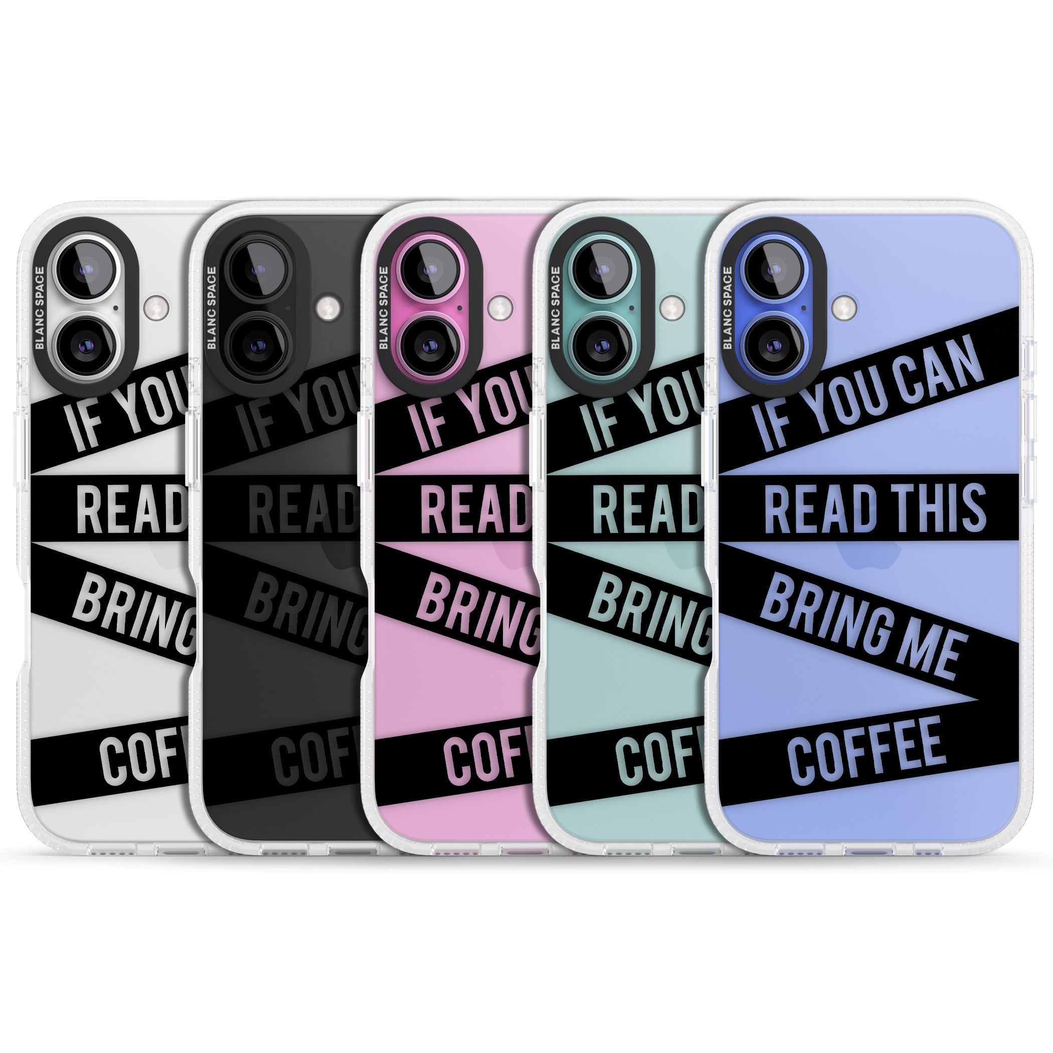 Black Stripes Bring Me Coffee iPhone 16 / 16 Plus Clear Case Impact Air - Blanc Space