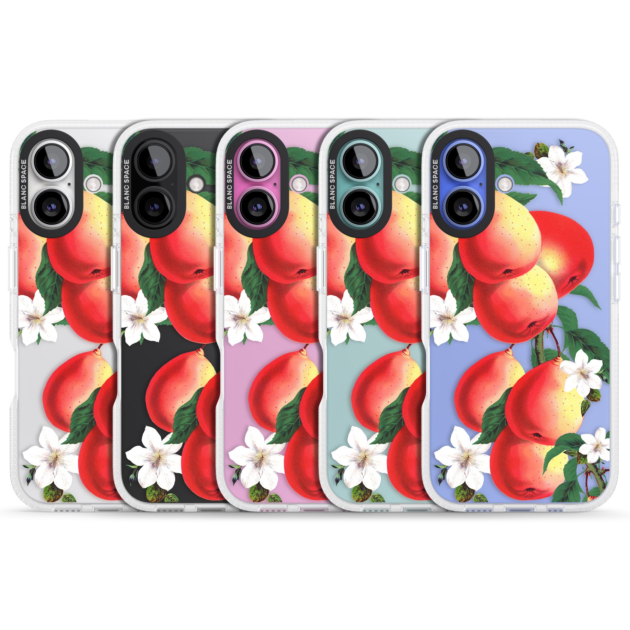 Vintage Painted Peaches iPhone 16 / 16 Plus Clear Case Impact Air - Blanc Space