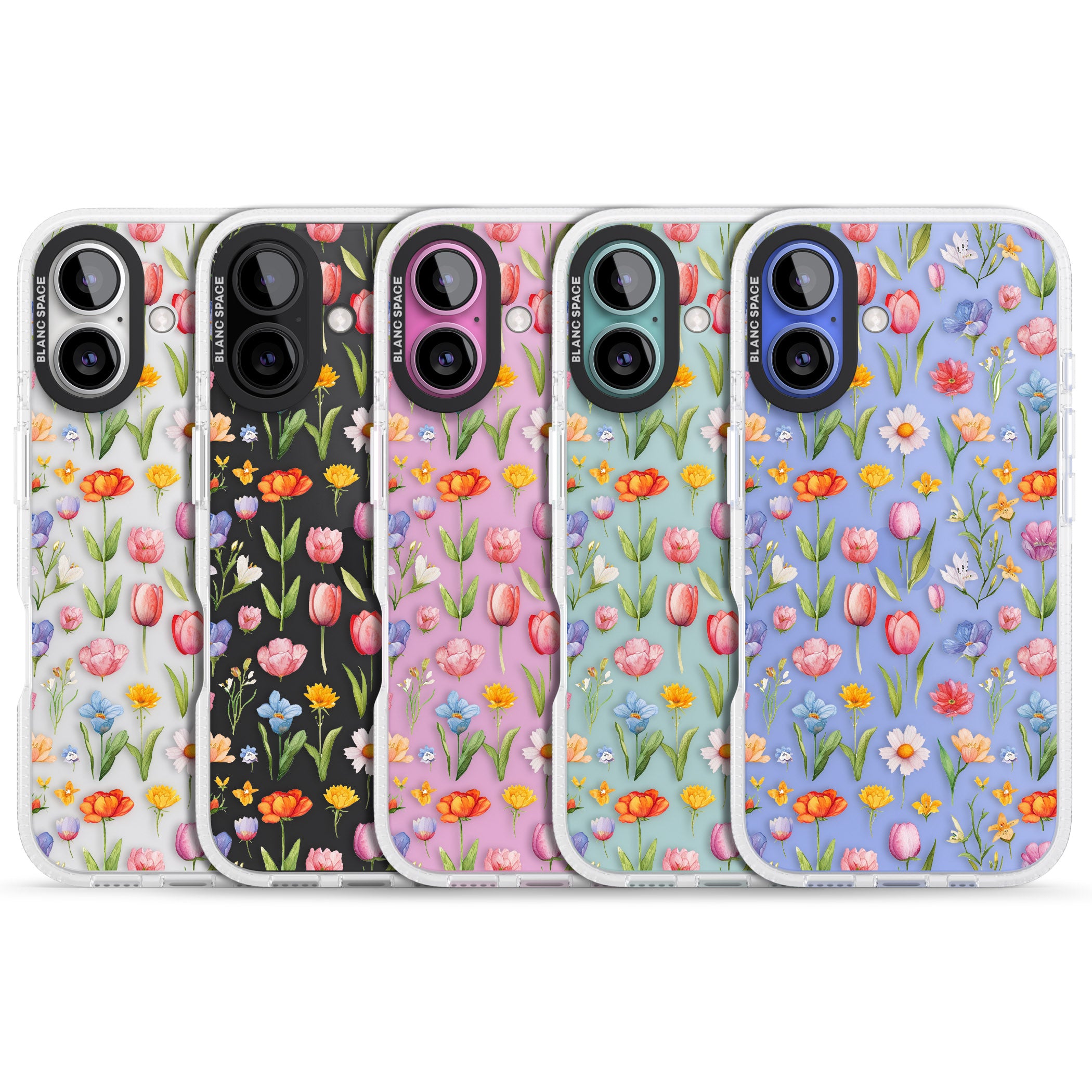 Small Flower Mix iPhone 16 / 16 Plus Clear Case Impact Air - Blanc Space
