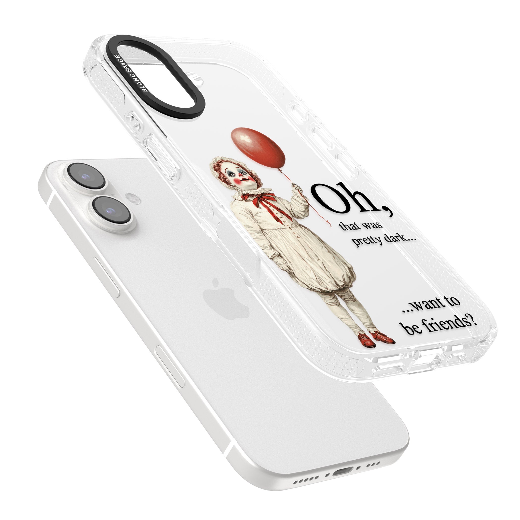 Want to be Friends? iPhone 16 / 16 Plus Clear Case Impact Air - Blanc Space