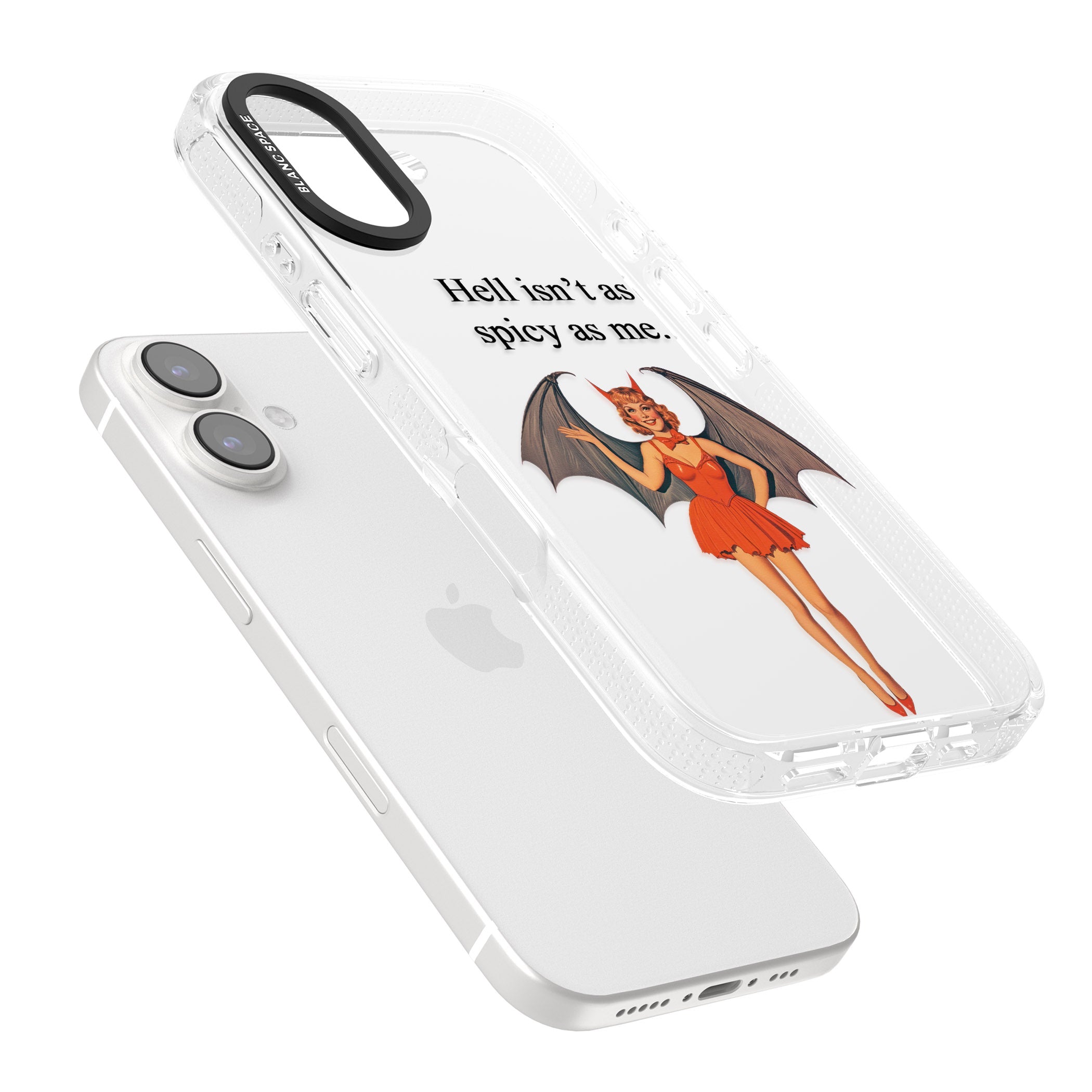 Hell Isn't As Spicy As Me iPhone 16 / 16 Plus Clear Case Impact Air - Blanc Space