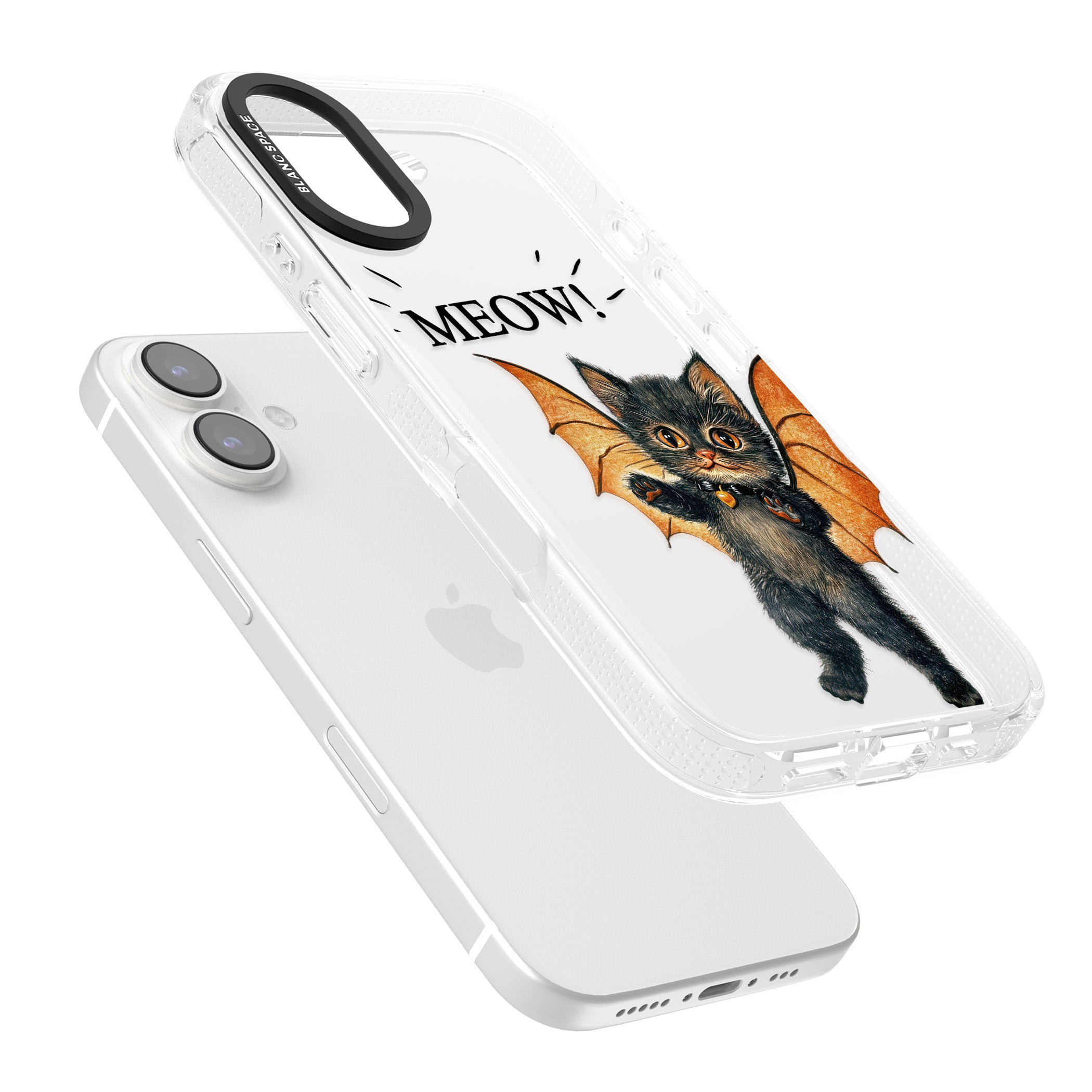 MEOW! iPhone 16 / 16 Plus Clear Case Impact Air - Blanc Space