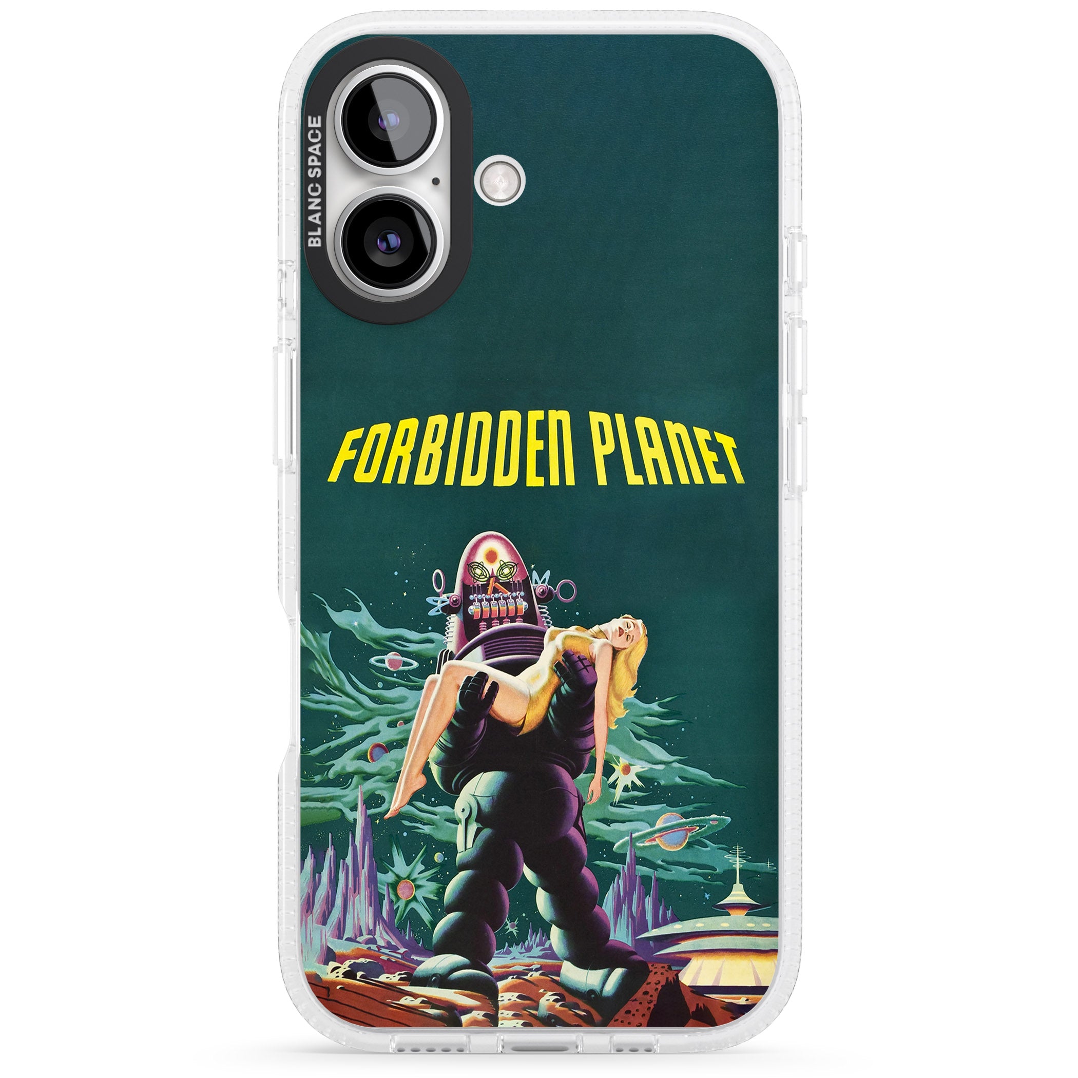 Forbidden Planet Poster iPhone 16 / 16 Plus Clear Case Impact Air - Blanc Space