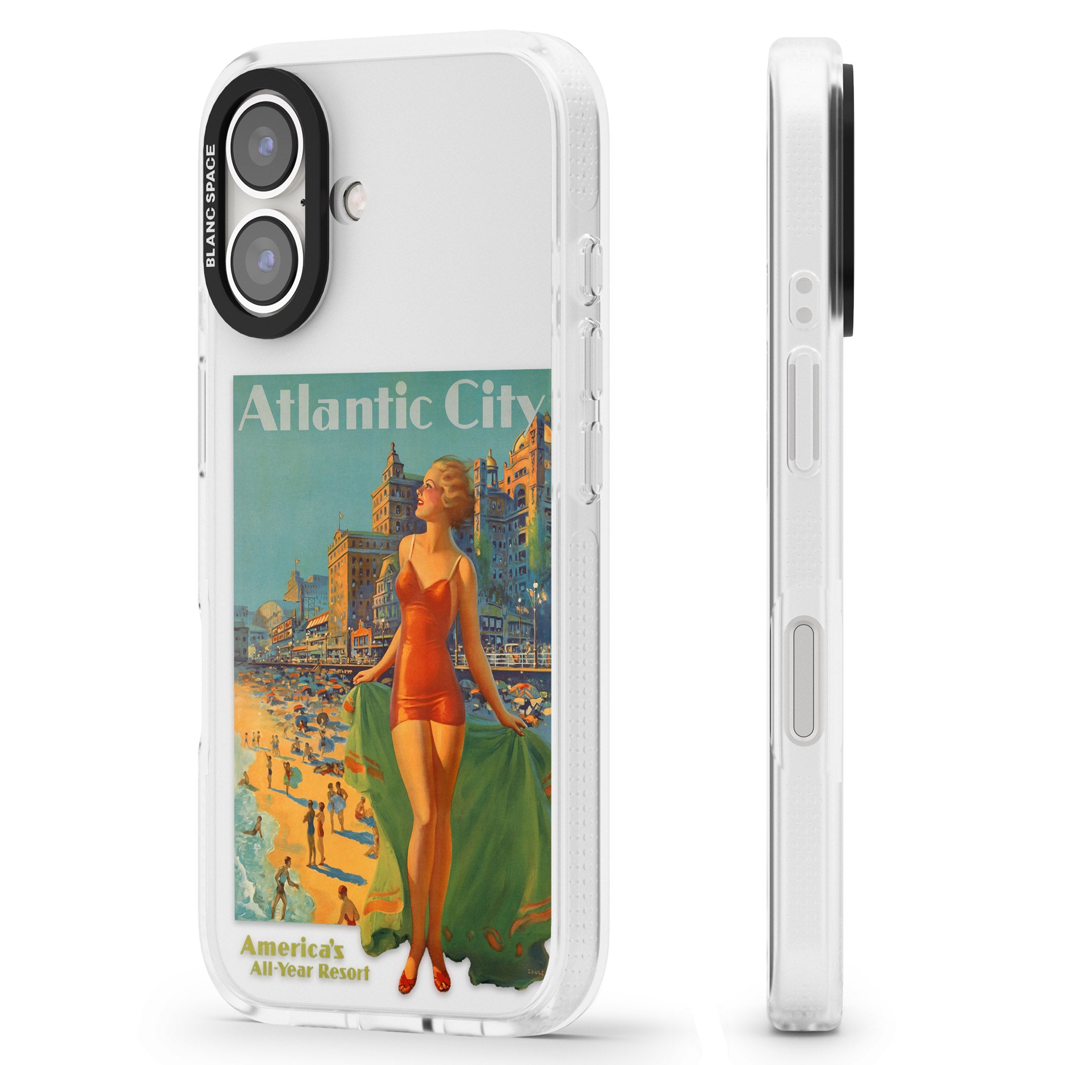 Atlantic City Vacation Poster iPhone 16 / 16 Plus Clear Case Impact Air - Blanc Space