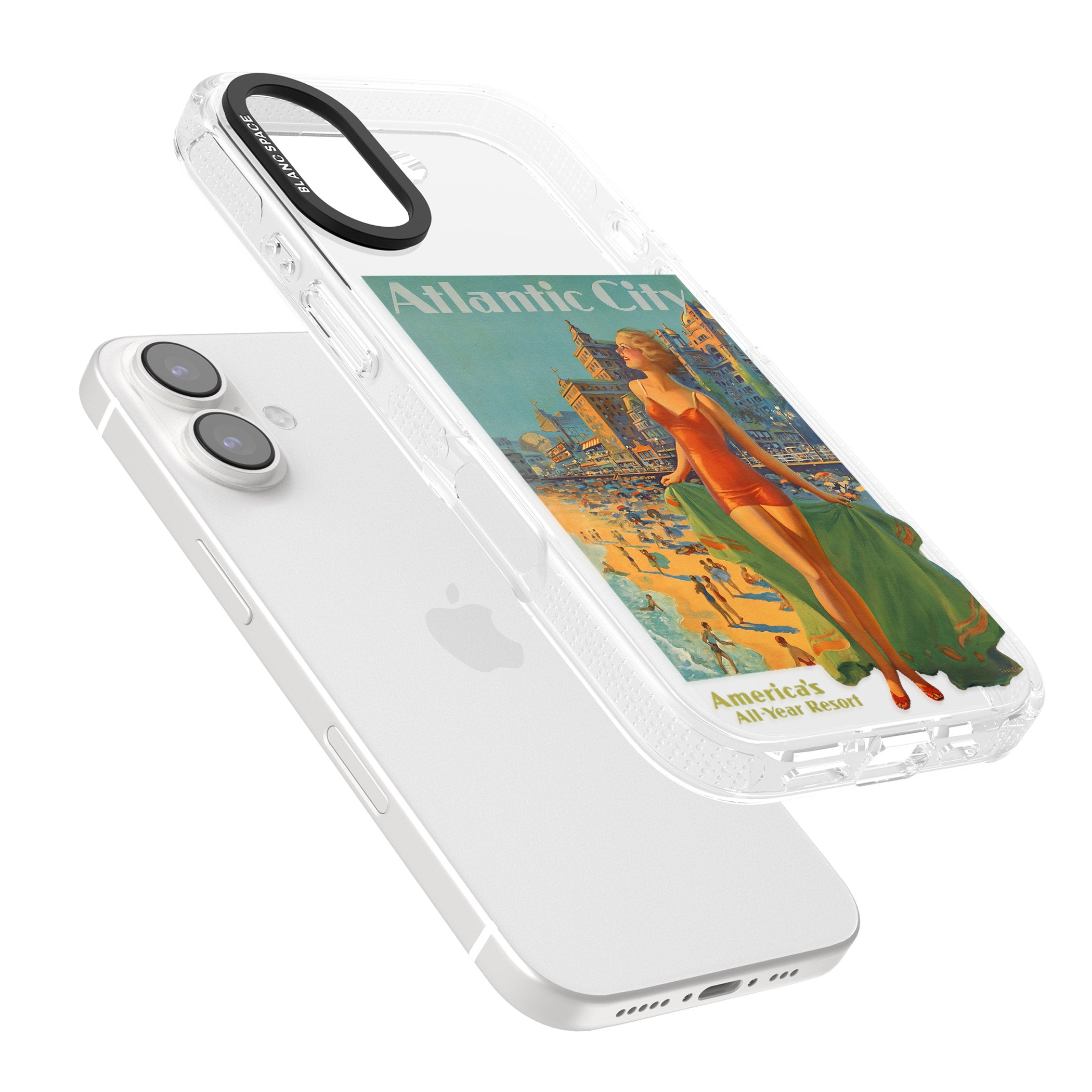 Atlantic City Vacation Poster iPhone 16 / 16 Plus Clear Case Impact Air - Blanc Space