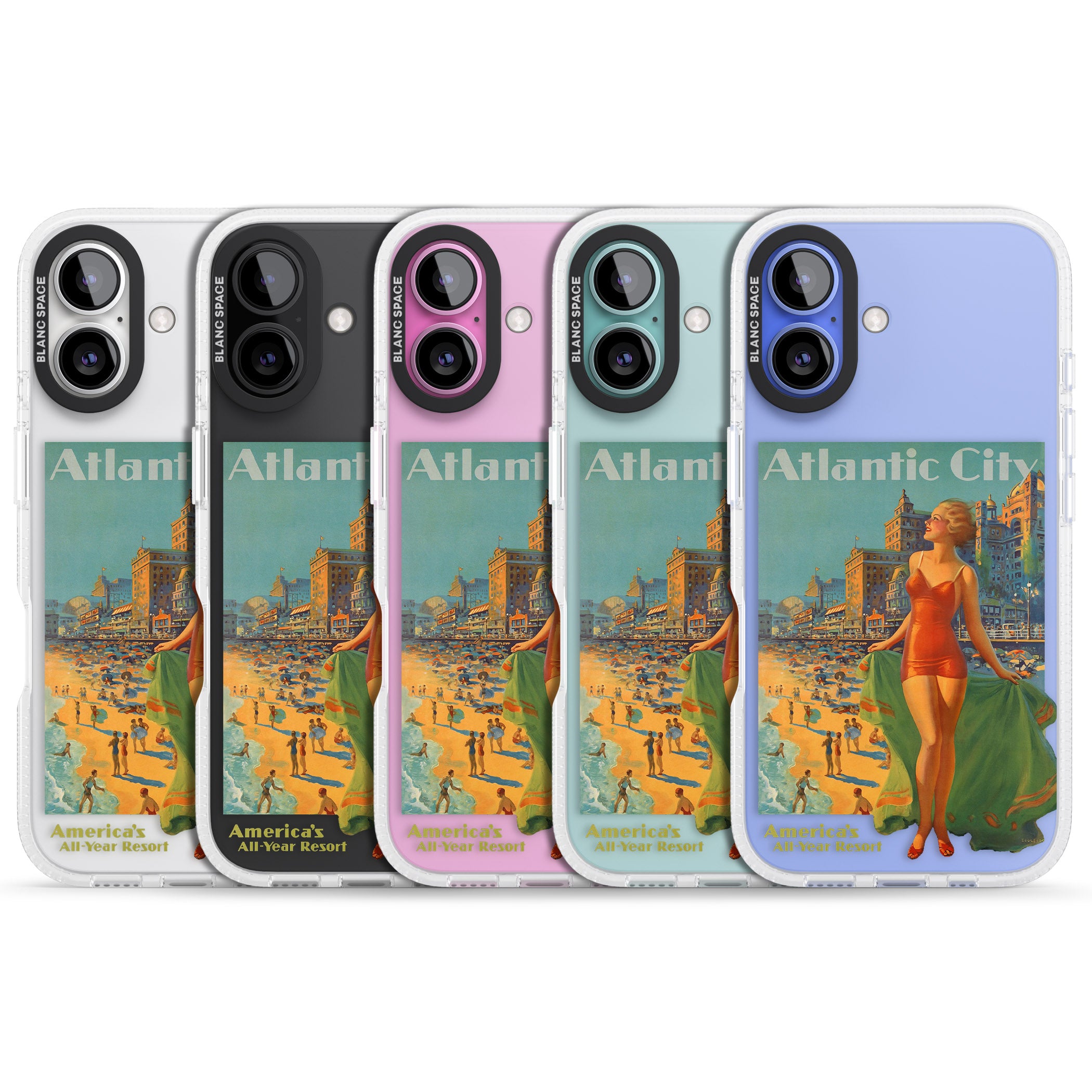 Atlantic City Vacation Poster iPhone 16 / 16 Plus Clear Case Impact Air - Blanc Space
