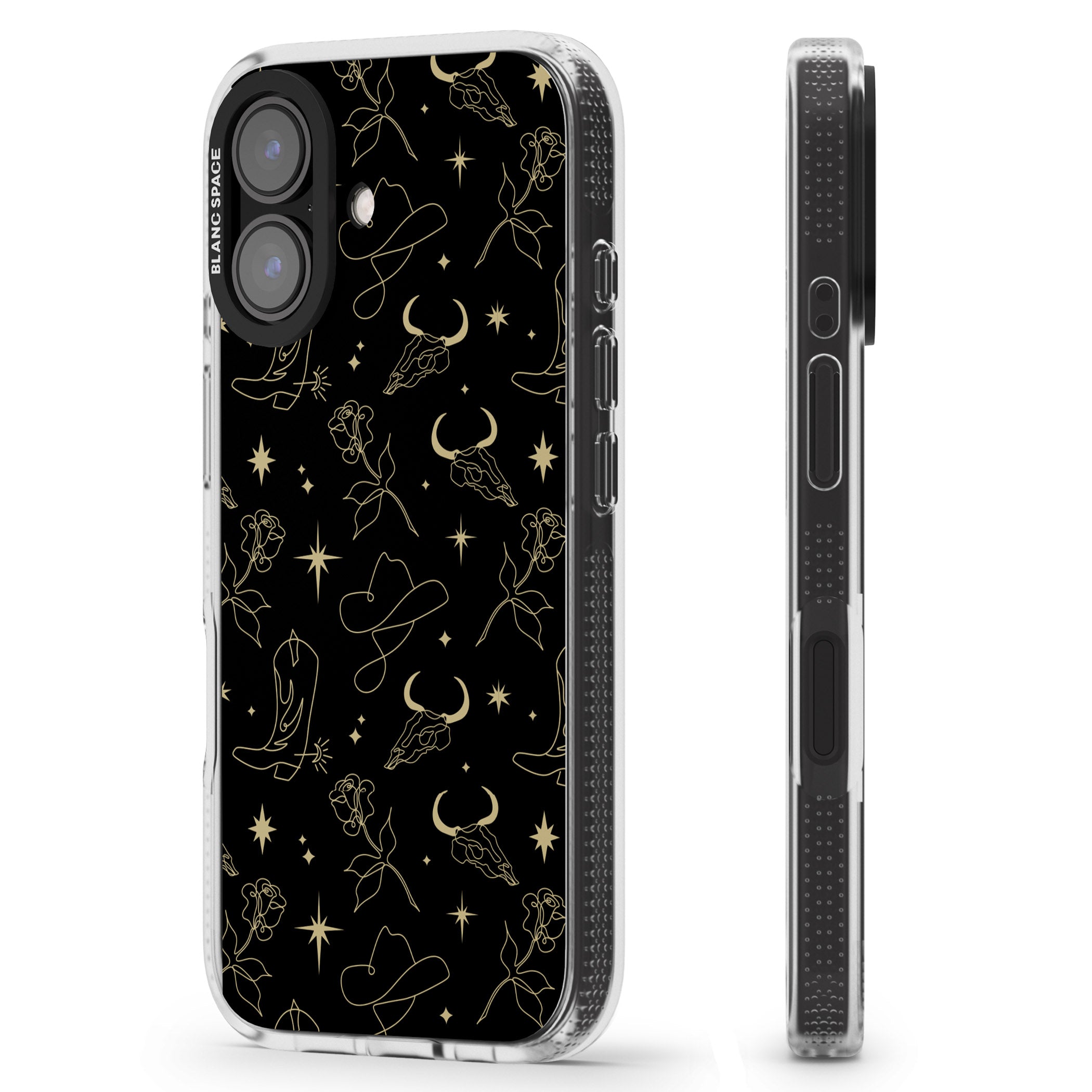 Celestial West Pattern iPhone 16 / 16 Plus Clear Case Impact Air - Blanc Space