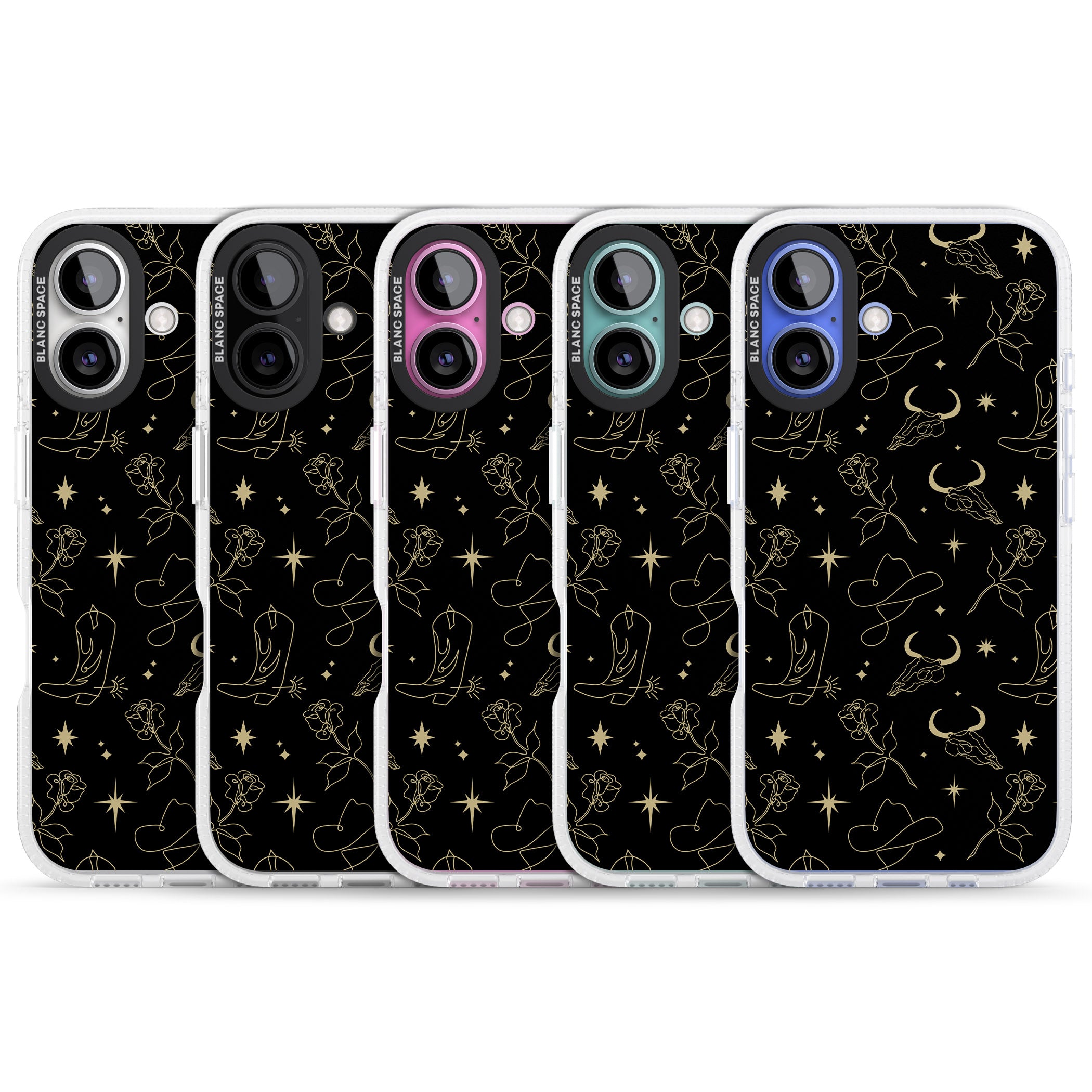 Celestial West Pattern iPhone 16 / 16 Plus Clear Case Impact Air - Blanc Space