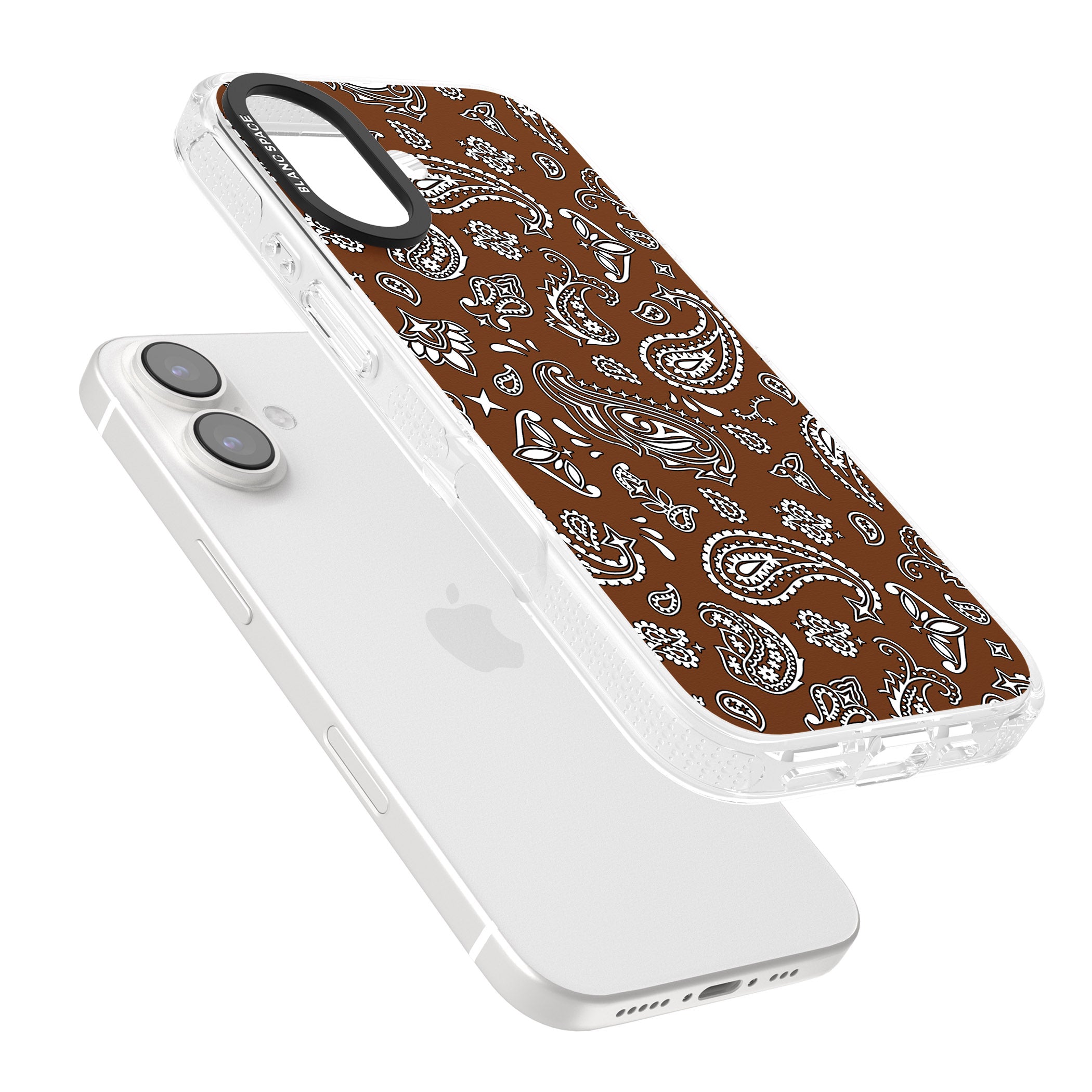 Brown Bandana iPhone 16 / 16 Plus Clear Case Impact Air - Blanc Space