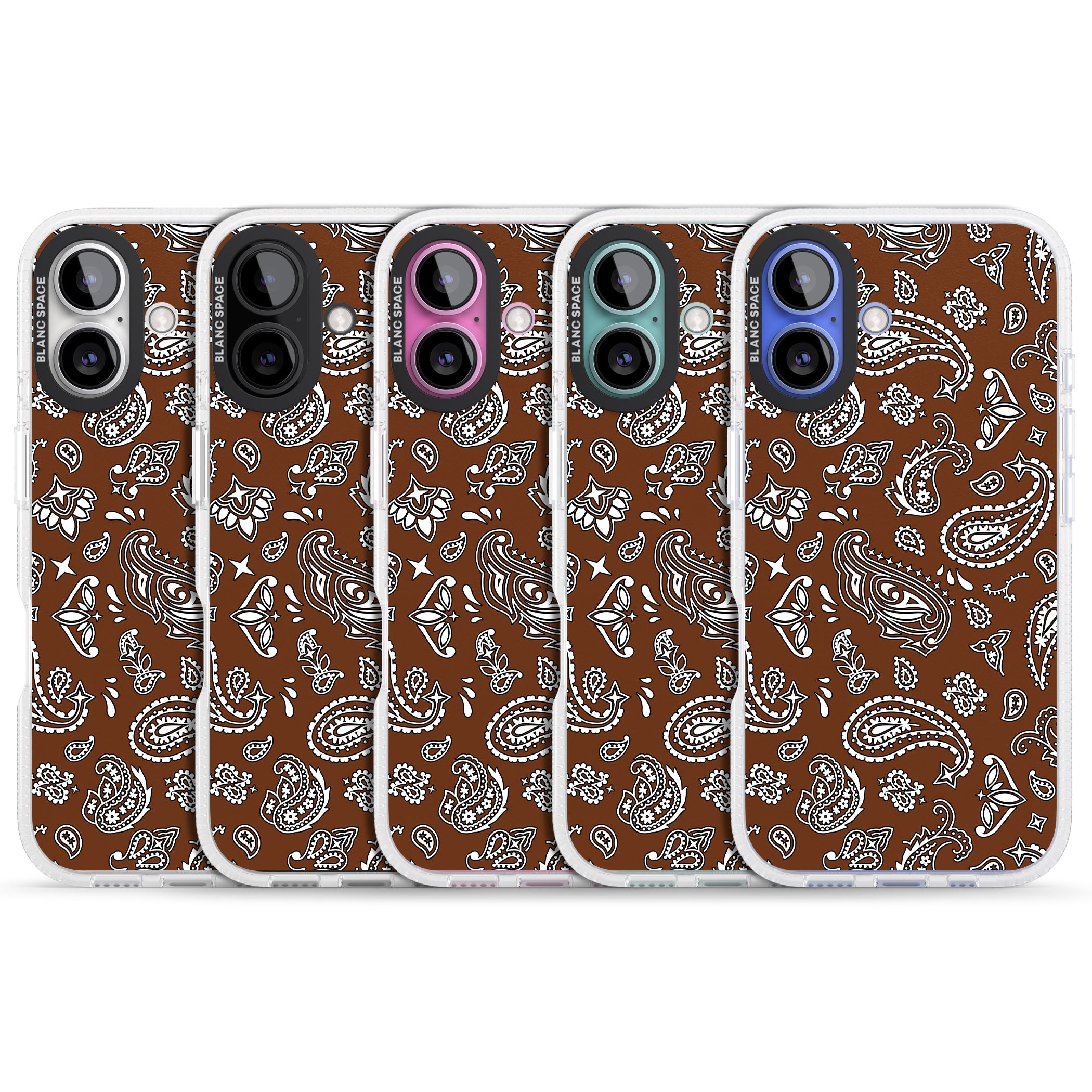 Brown Bandana iPhone 16 / 16 Plus Clear Case Impact Air - Blanc Space