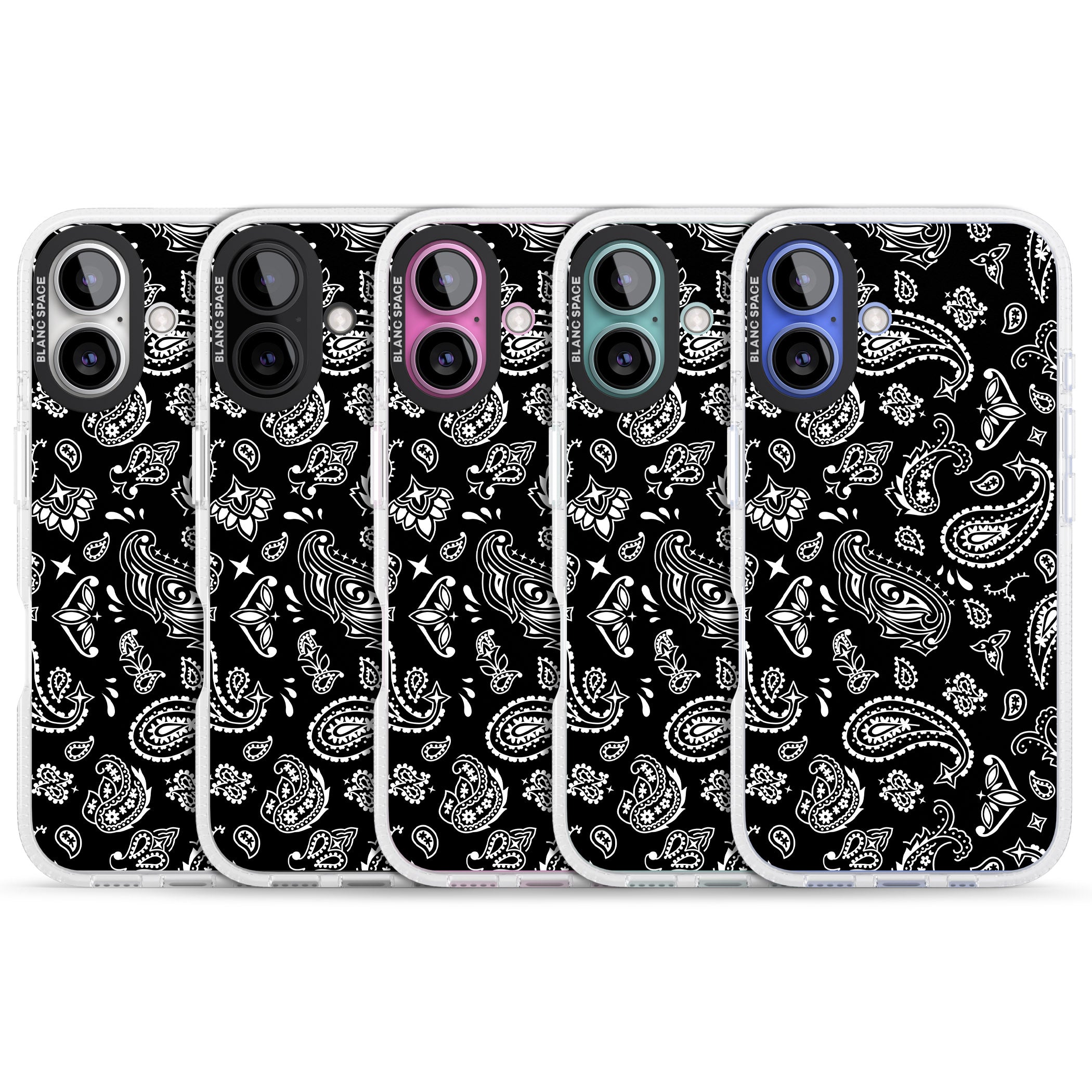 Black Bandana iPhone 16 / 16 Plus Clear Case Impact Air - Blanc Space