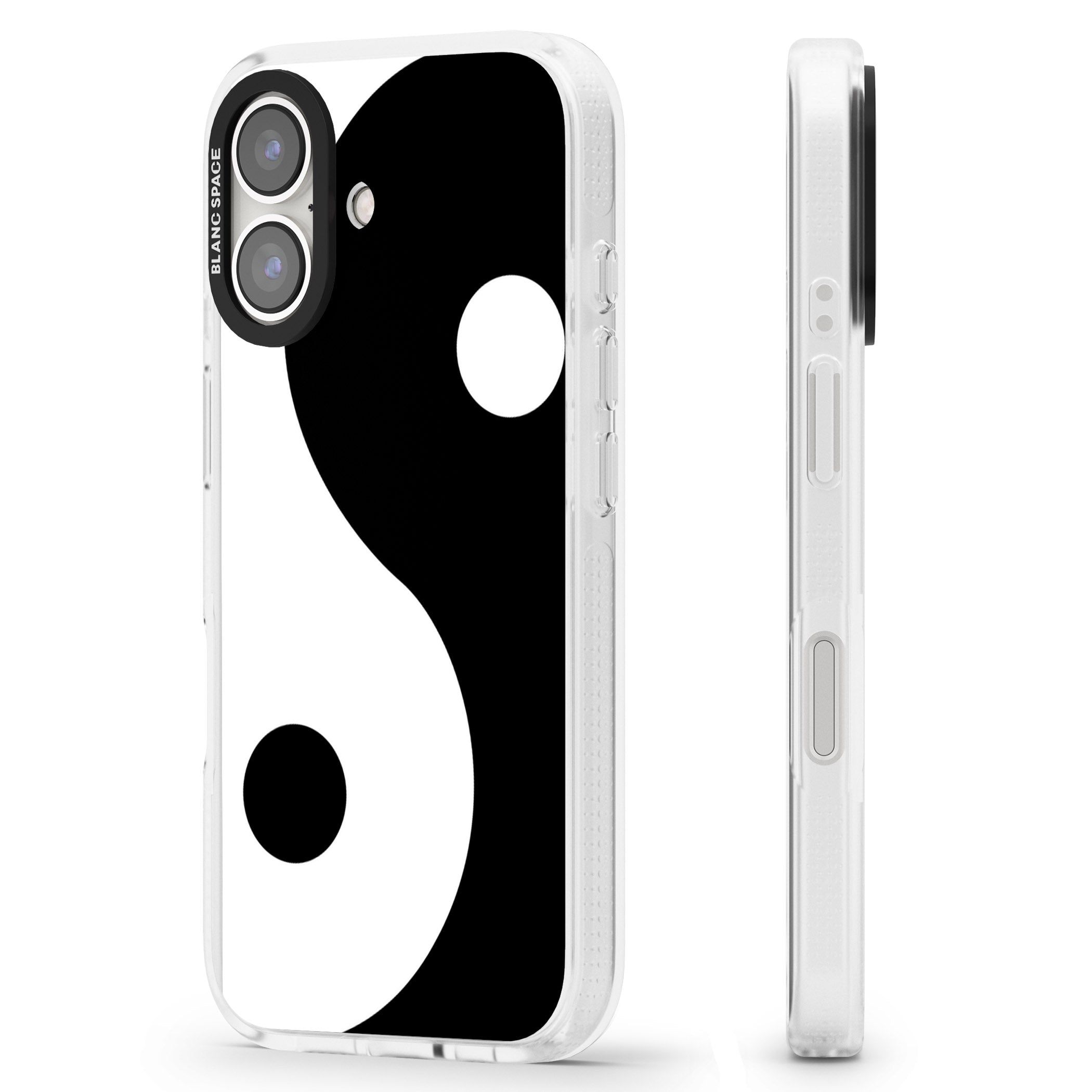 Large Yin Yang iPhone 16 / 16 Plus Clear Case Impact Air - Blanc Space