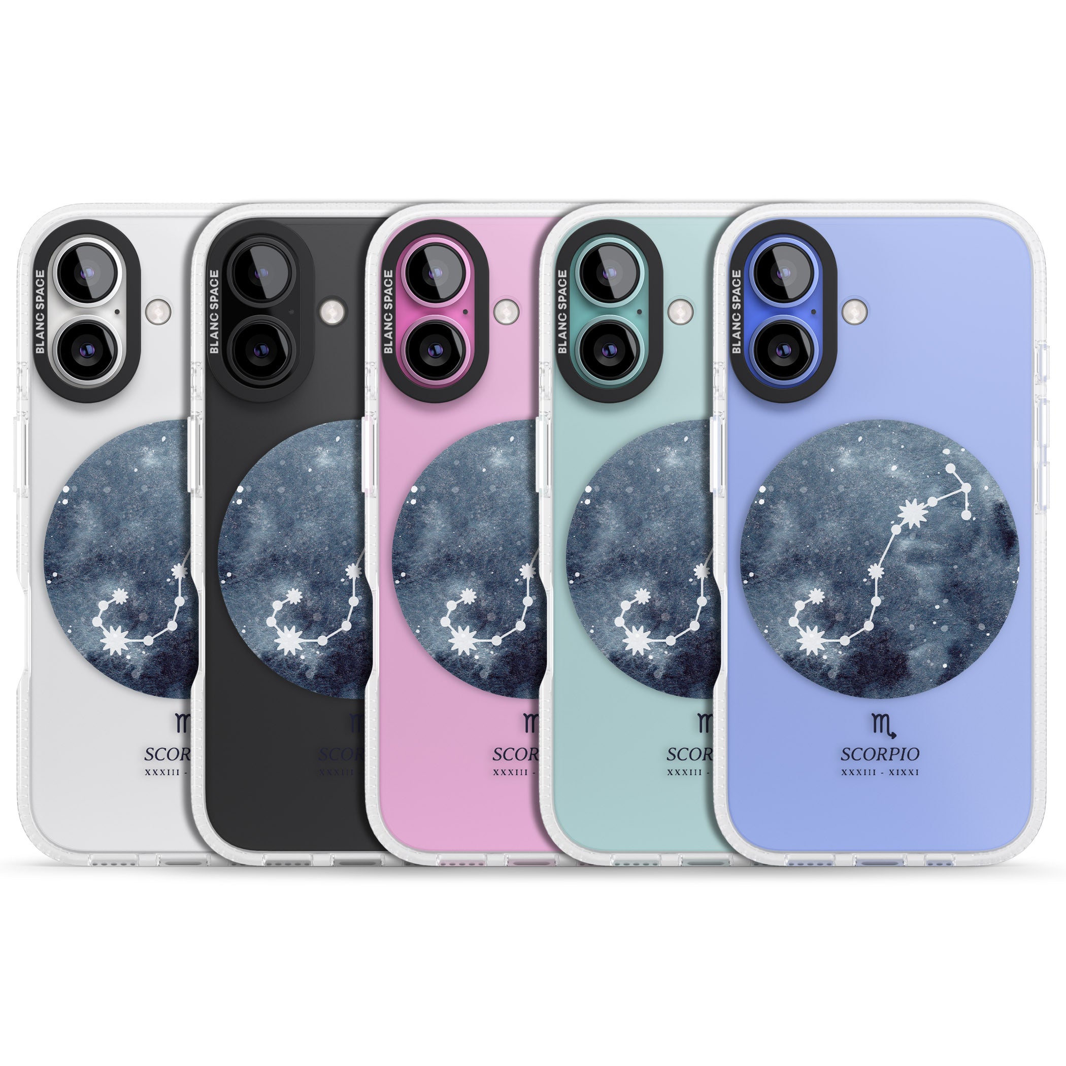 Scorpio Zodiac Transparent Design - Blue iPhone 16 / 16 Plus Clear Case Impact Air - Blanc Space
