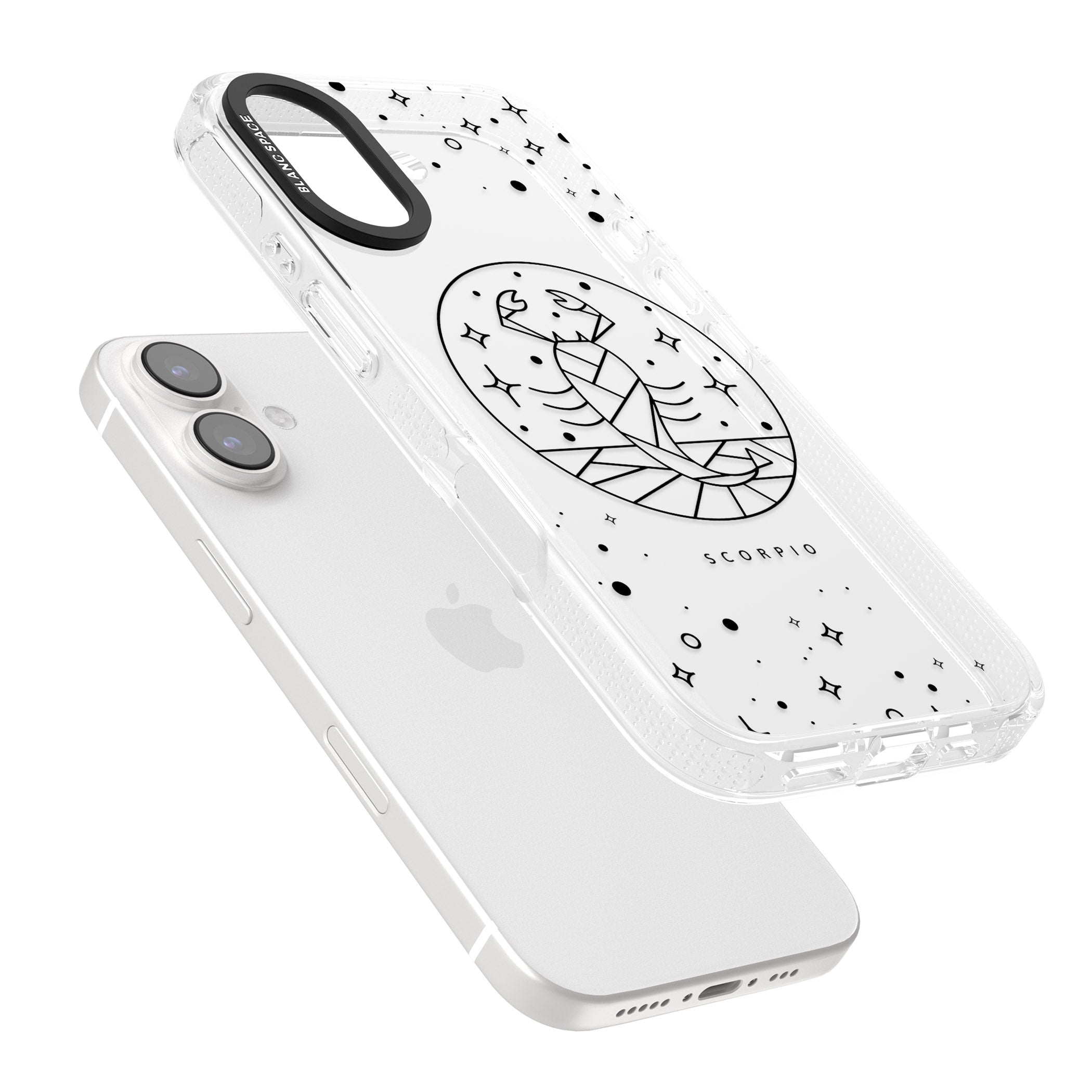 Scorpio Emblem - Transparent Design iPhone 16 / 16 Plus Clear Case Impact Air - Blanc Space