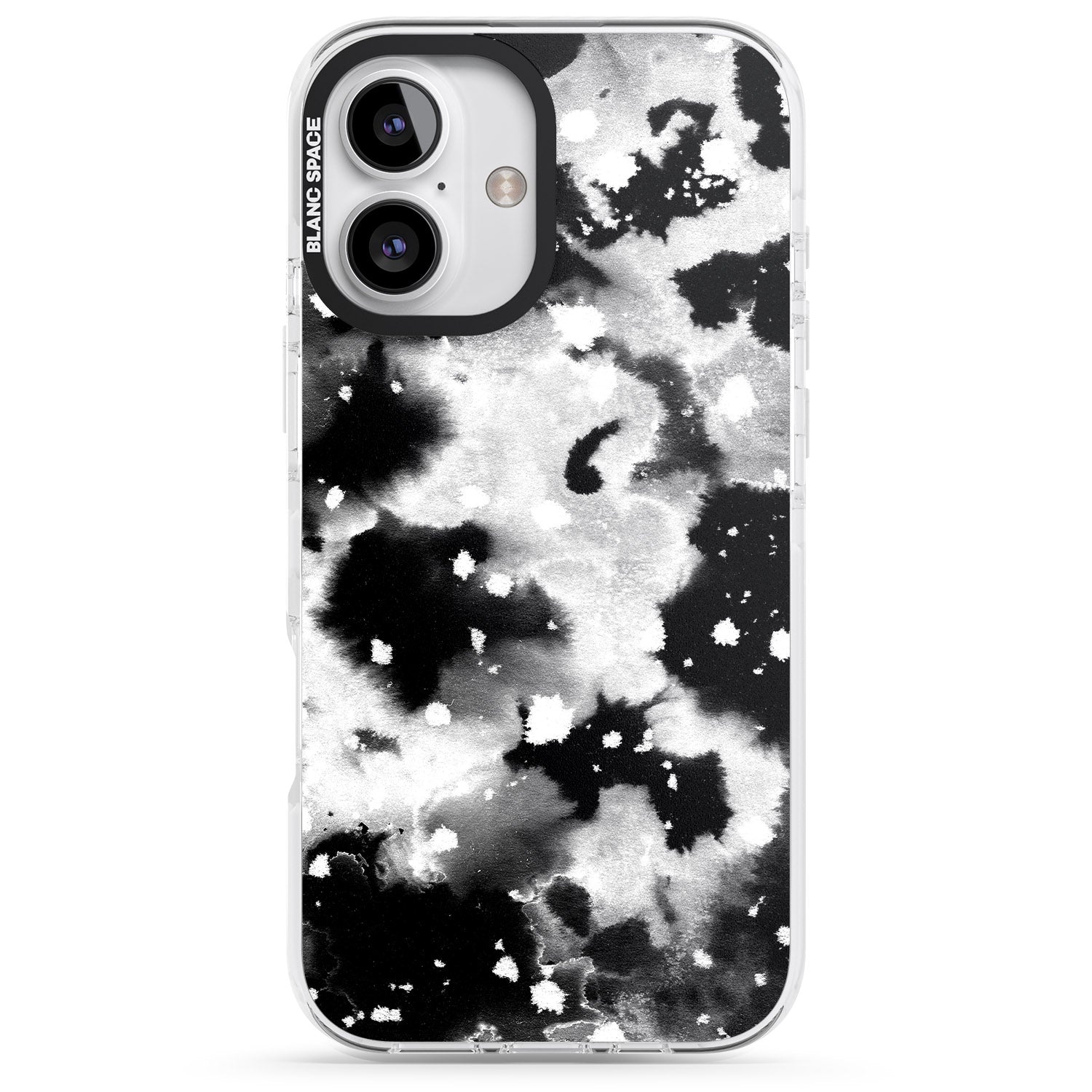 iPhone 16 Pro Max Black & White Acid Wash Tie-Dye Pattern Black Impact Phone Case