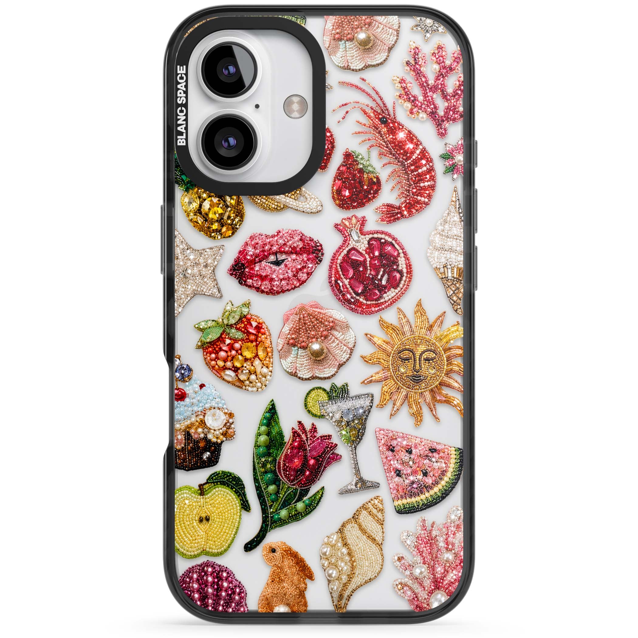 Beaded Riviera coquette iPhone case | Black Impact case for iPhone 16, iPhone 16 Plus