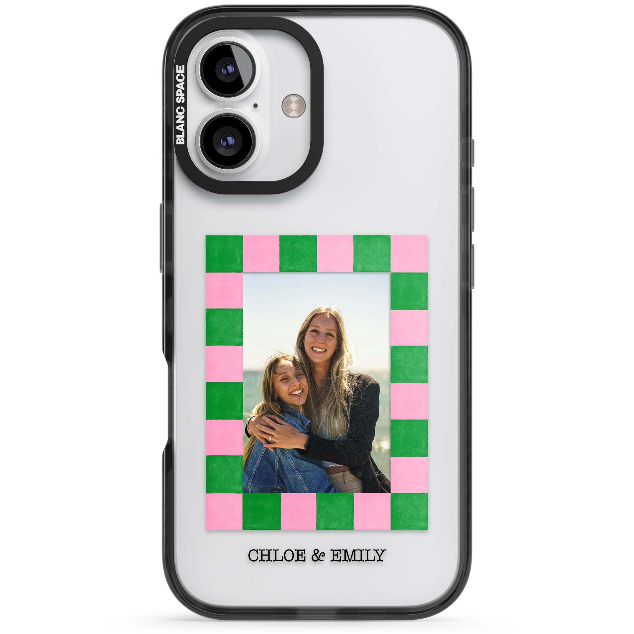 Riviera Check Photo cute iPhone case | Black Impact case for iPhone 16, iPhone 16 Plus