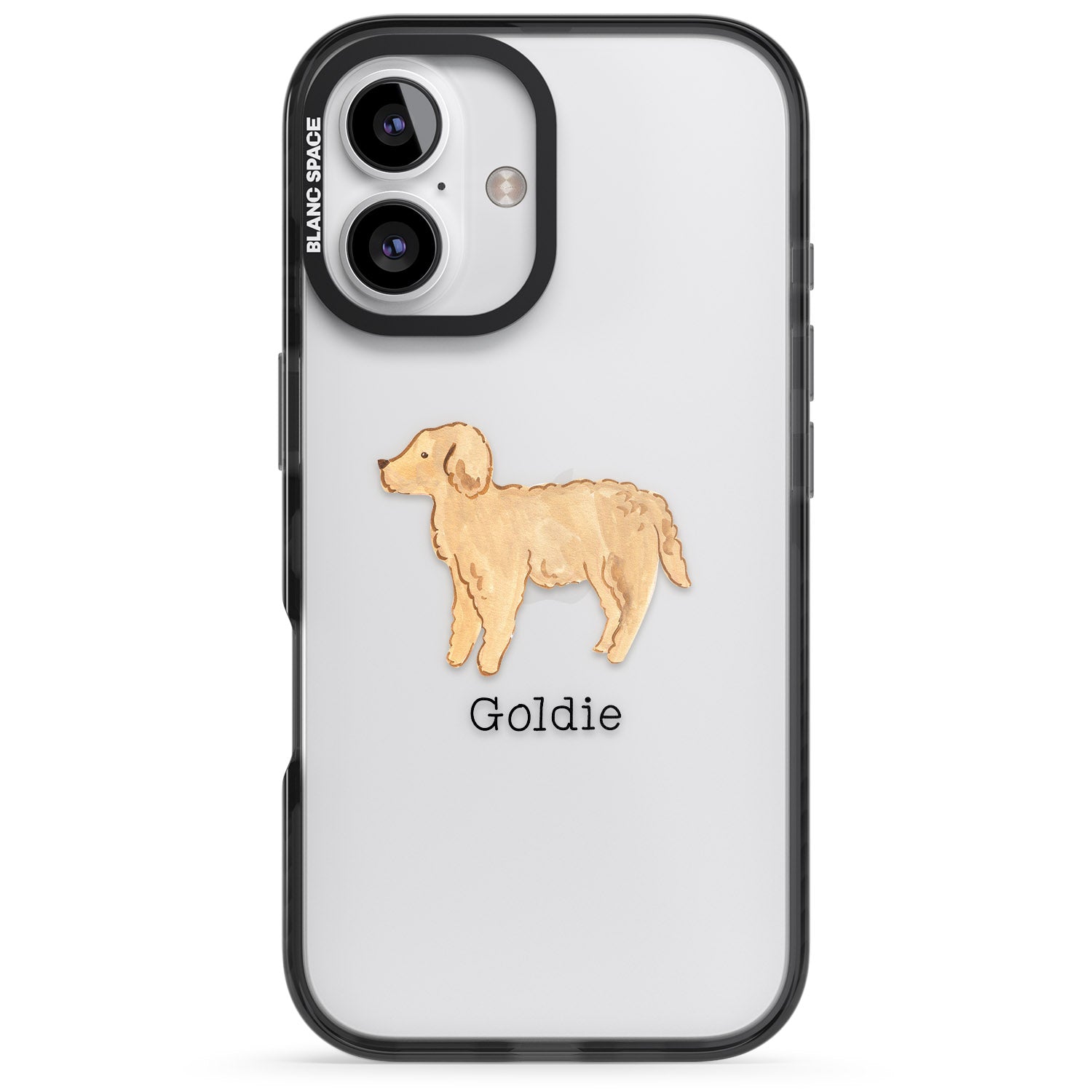 iPhone 16 Pro Max Personalised Hand Painted Goldendoodle Black Impact Phone Case