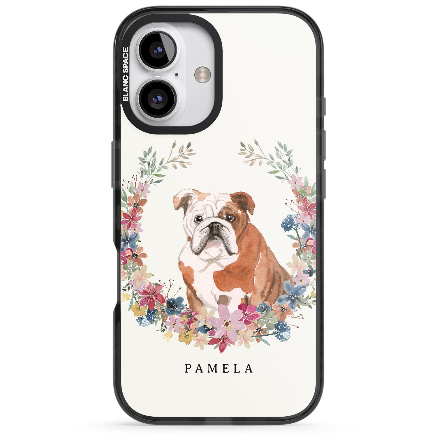 iPhone 16 Pro Max Personalised English Bulldog - Watercolour Dog Portrait Black Impact Phone Case