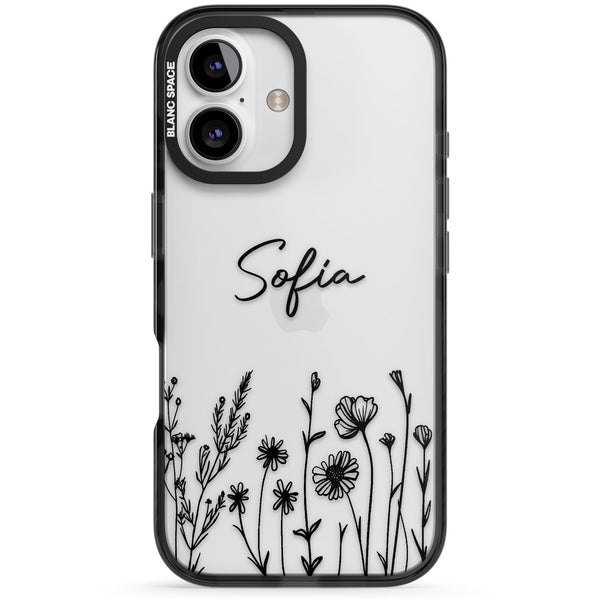 Personalised Black Wildflowers