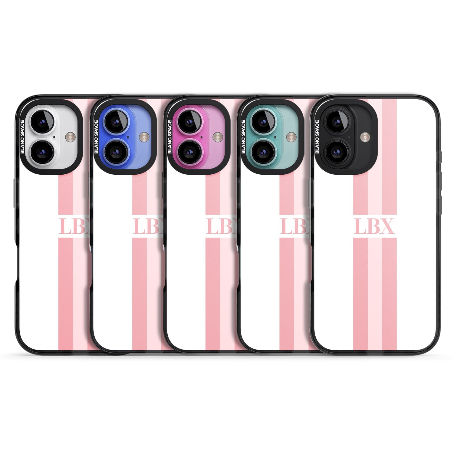 iPhone 16 Pro Max Personalised Minimal Pink Stripes Black Impact Phone Case