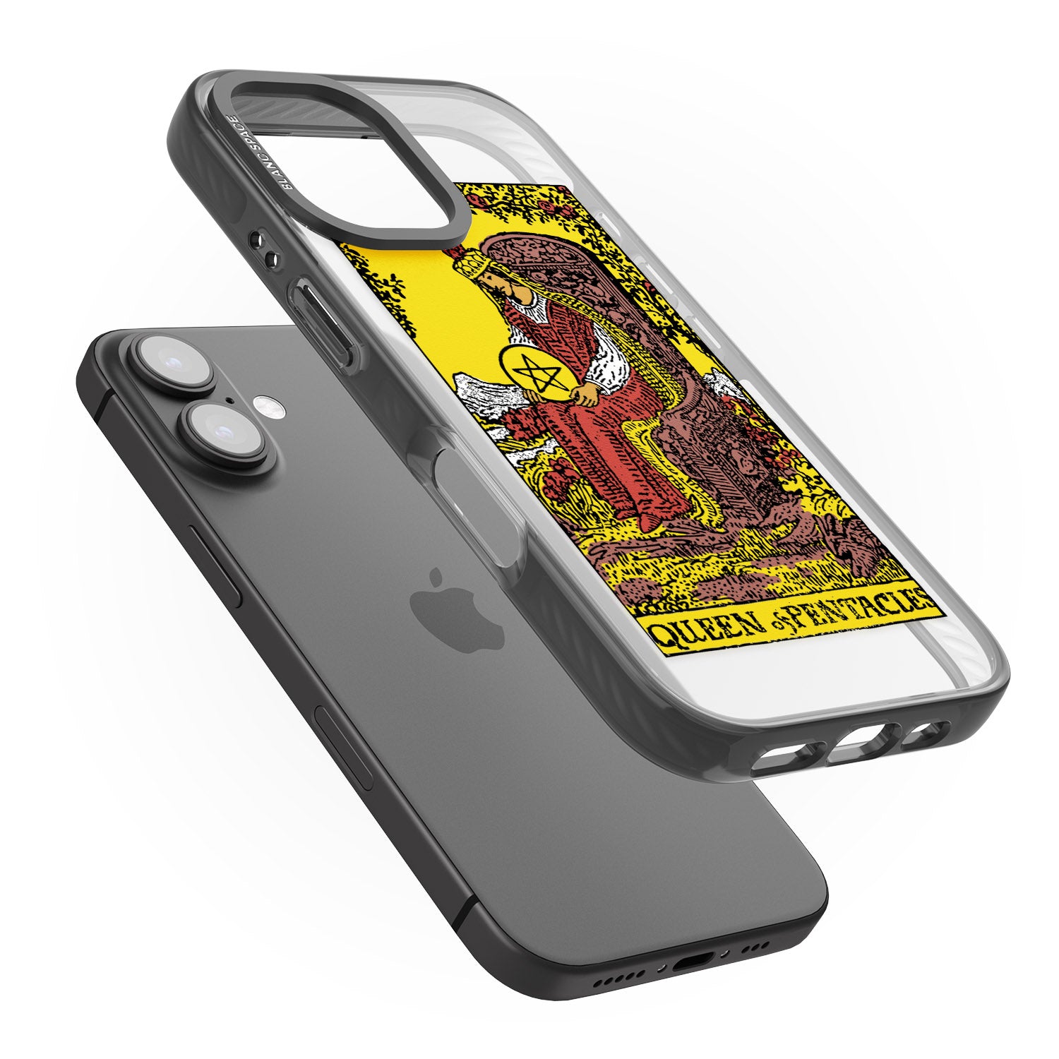 iPhone 16 Pro Max Personalised Queen of Pentacles Tarot Card - Colour Black Impact Phone Case