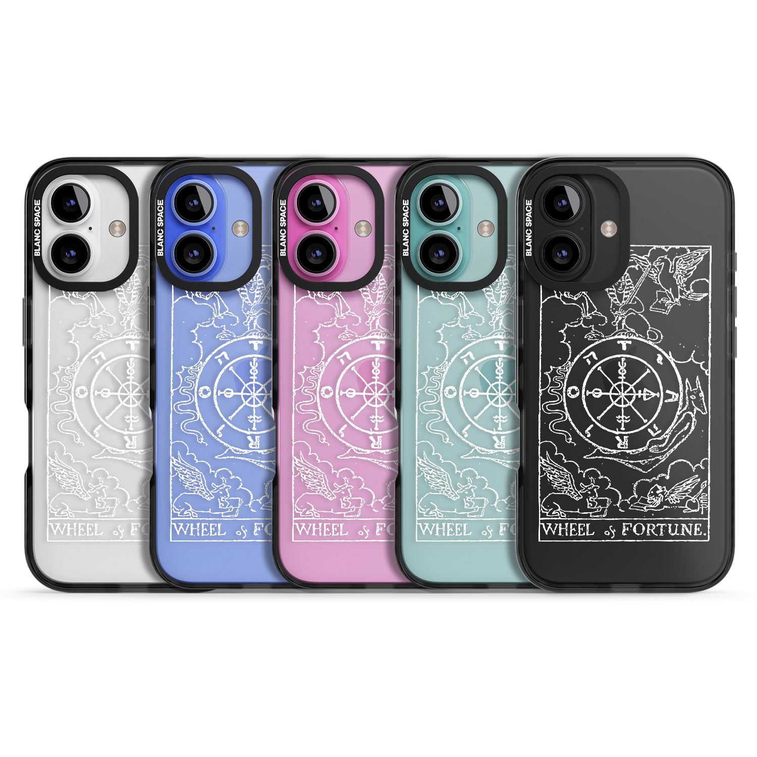 iPhone 16 Pro Max Personalised Wheel of Fortune Tarot Card - White Transparent Black Impact Phone Case