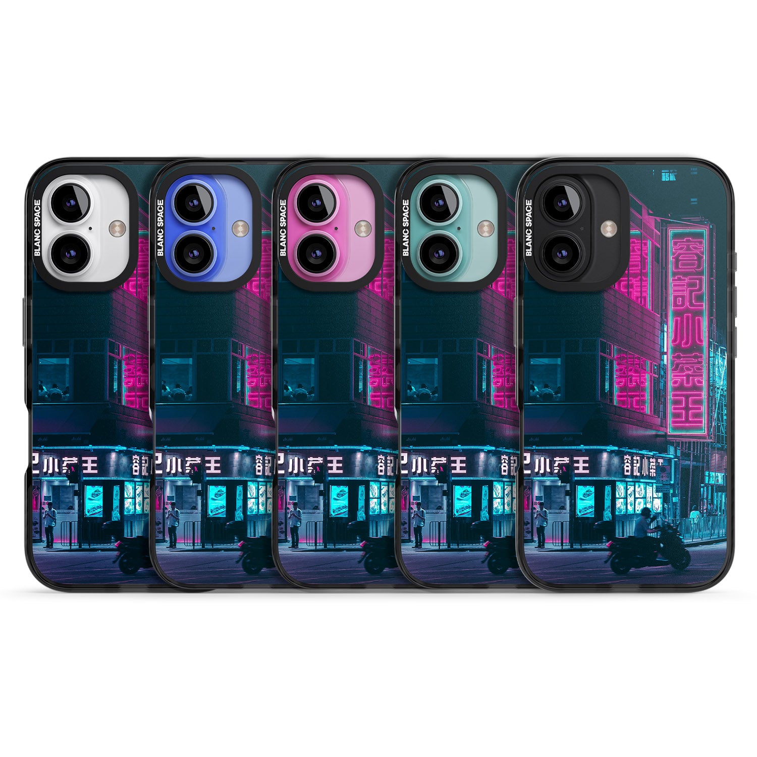iPhone 16 Pro Max Motorcylist & Signs - Neon Cities Photographs Black Impact Phone Case