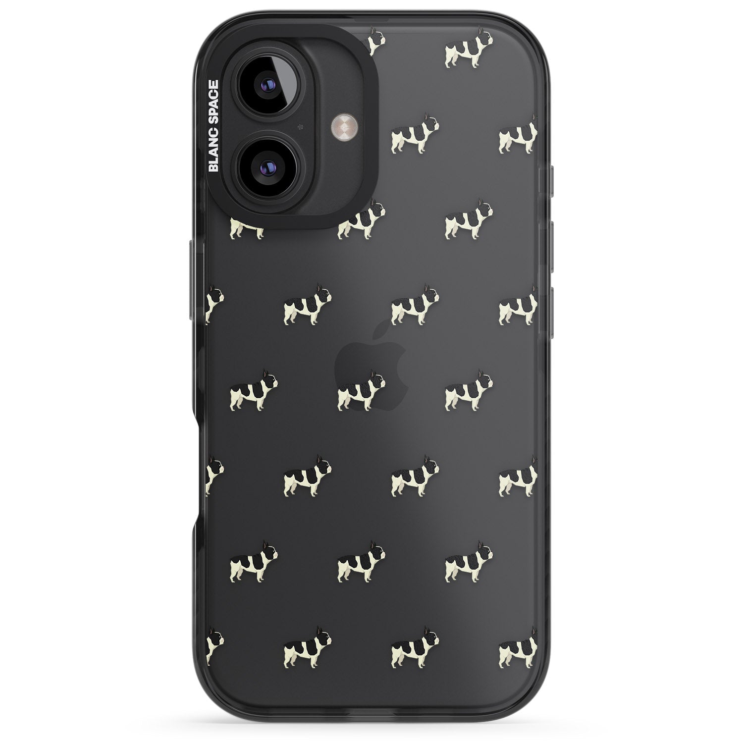 iPhone 16 Pro Max French Bulldog Dog Pattern Clear Black Impact Phone Case