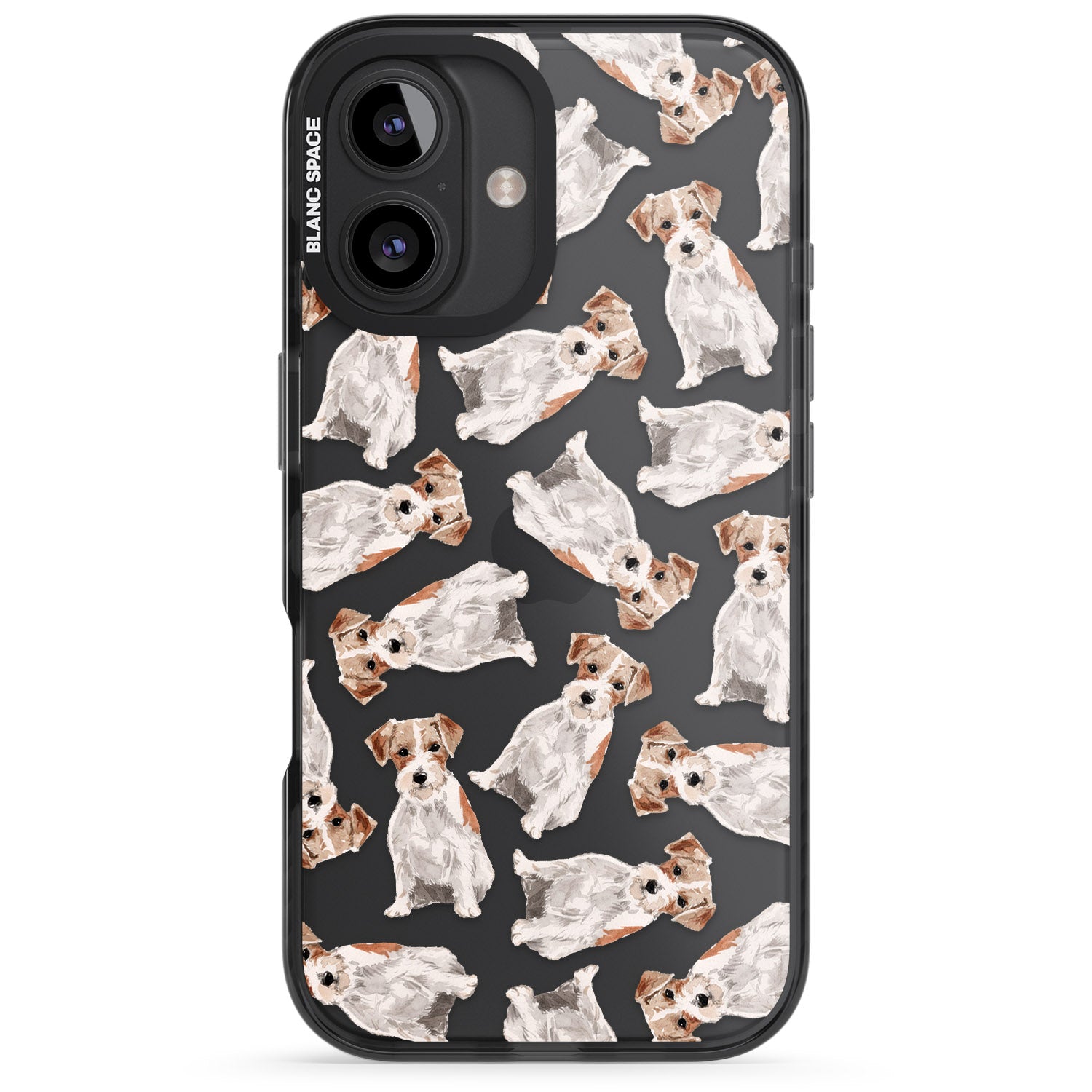 iPhone 16 Pro Max Wirehaired Jack Russell Watercolour Dog Pattern Black Impact Phone Case