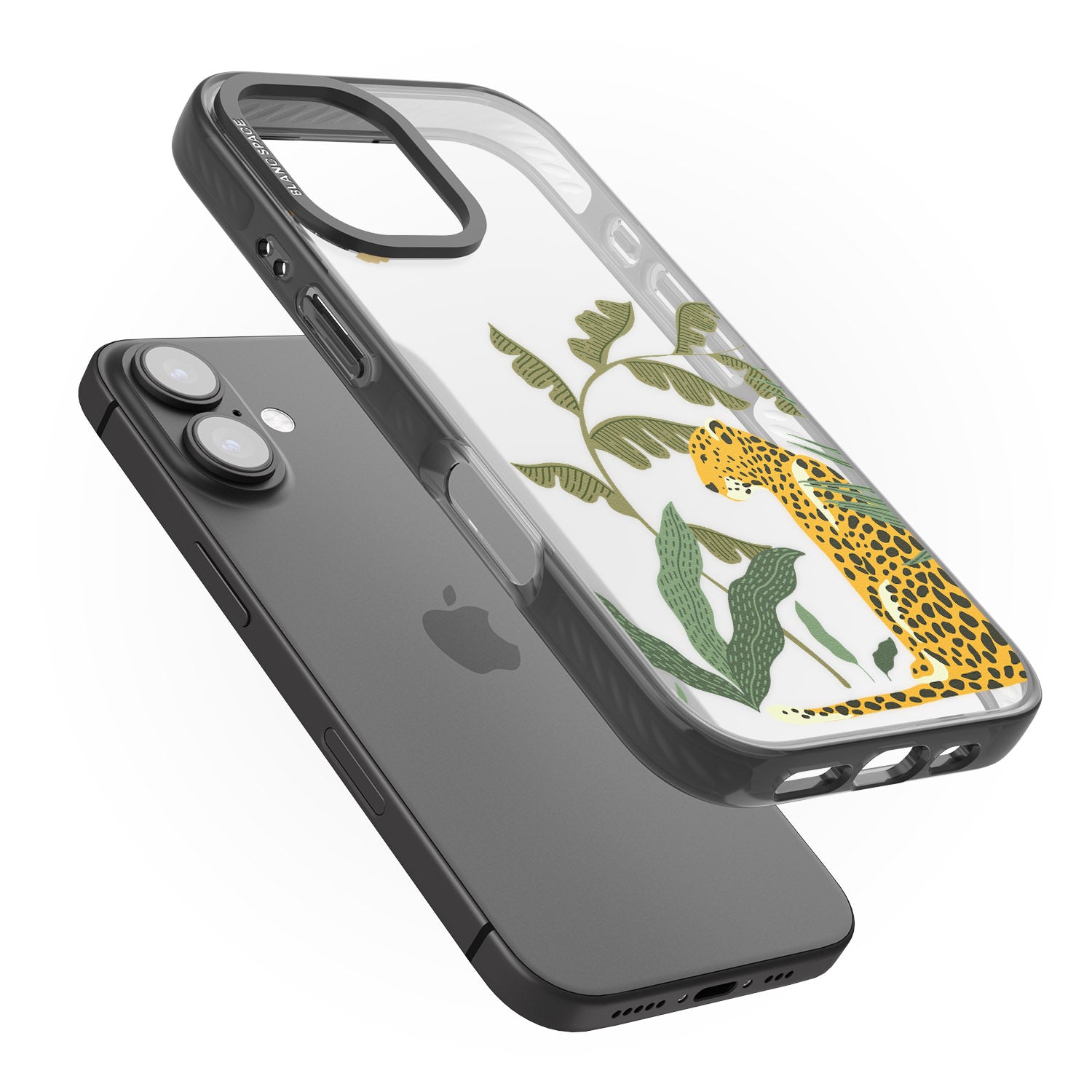 iPhone 16 Pro Max Large Jaguar Clear Jungle Cat Pattern Black Impact Phone Case