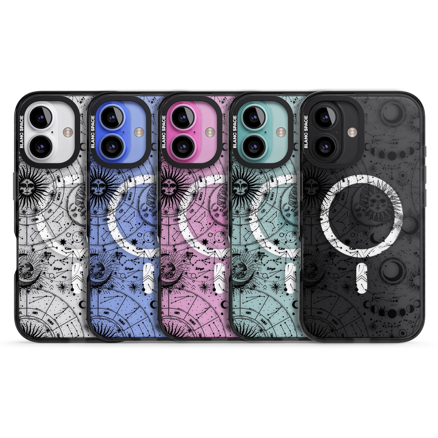 iPhone 16 Pro Max Suns, Moons, Zodiac Signs Astrological Black Impact Phone Case