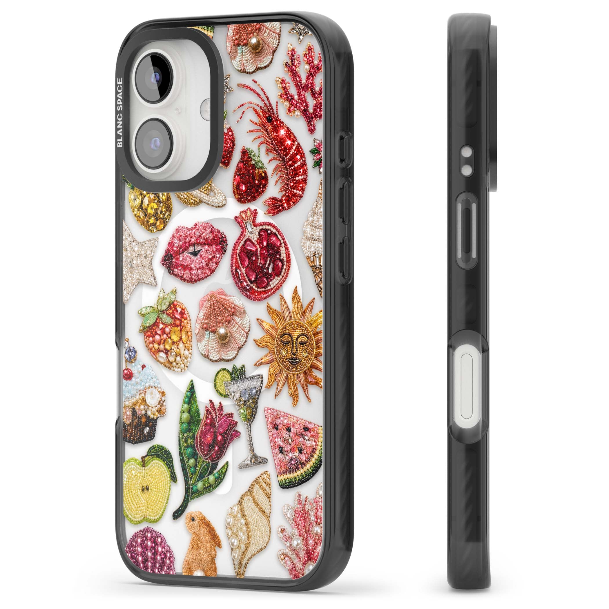 Beaded Riviera coquette iPhone case | Black Impact Magsafe case for iPhone 16, iPhone 16 Plus