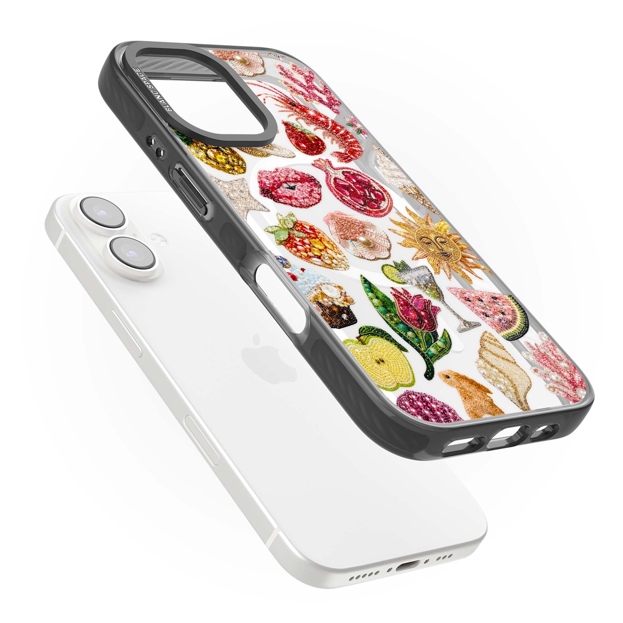 Beaded Riviera coquette iPhone case | Black Impact Magsafe case for iPhone 16, iPhone 16 Plus